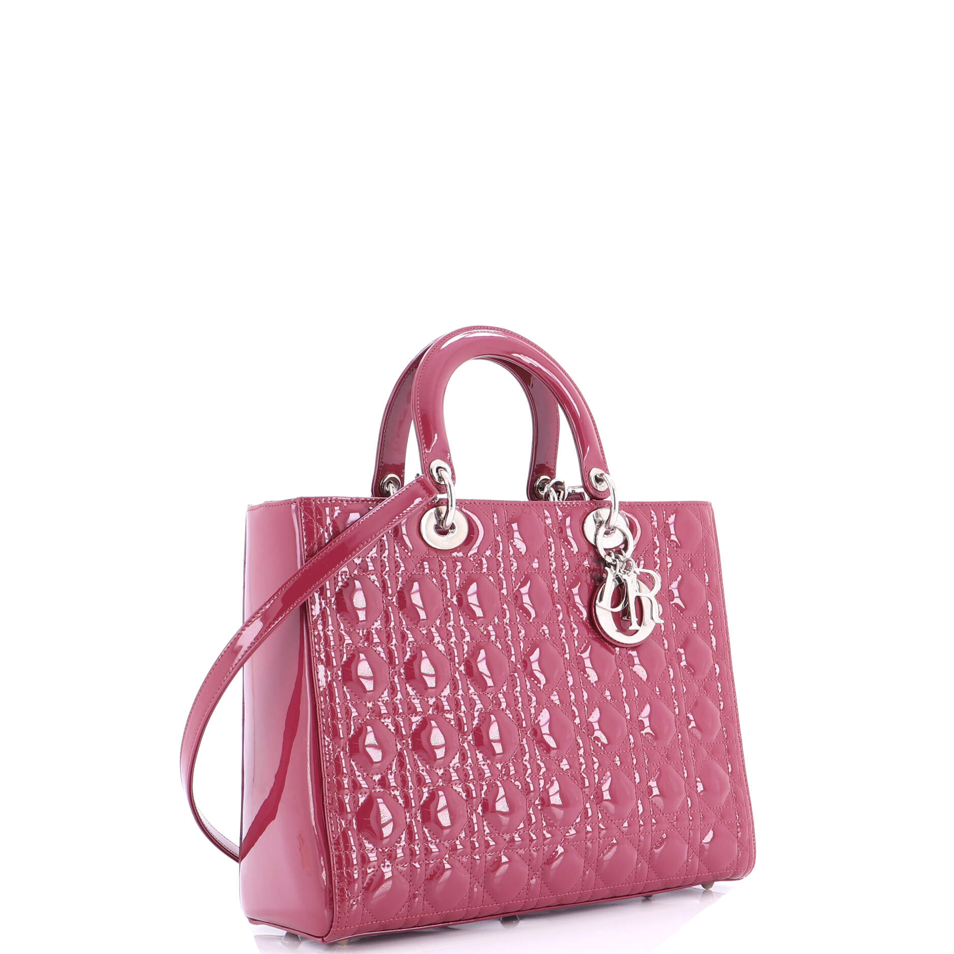 Lady Dior Bag Cannage Quilt Patent Large