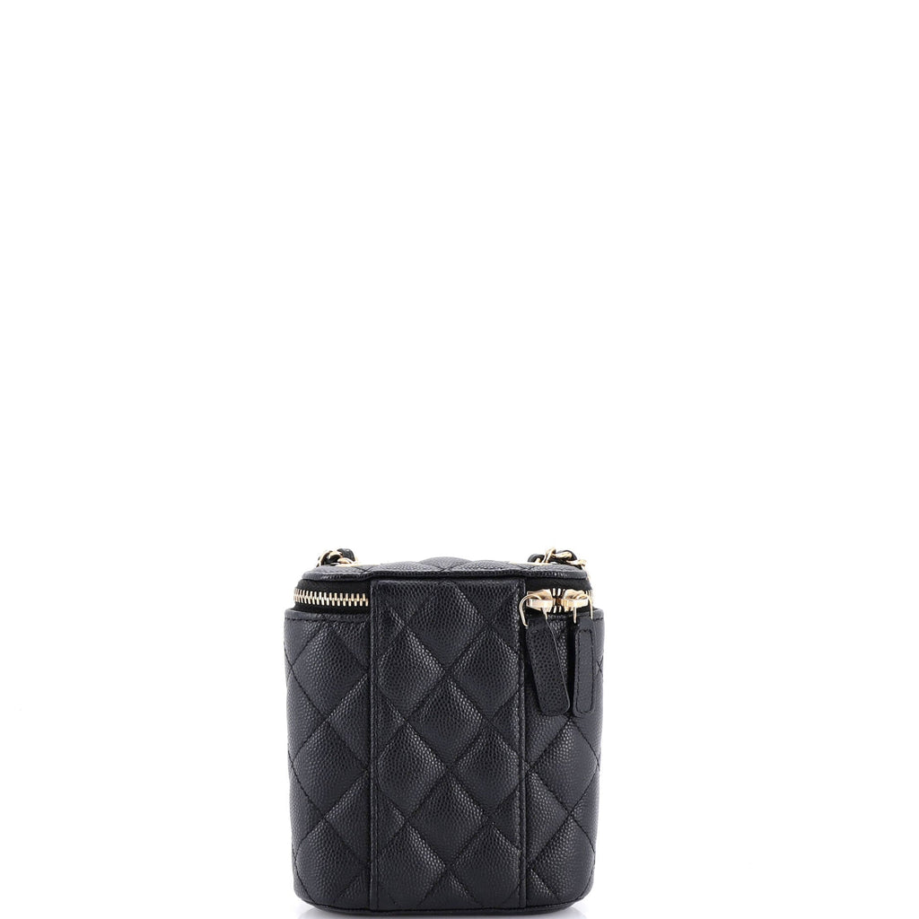 Vertical Classic Vanity Case with Chain Quilted Caviar Mini