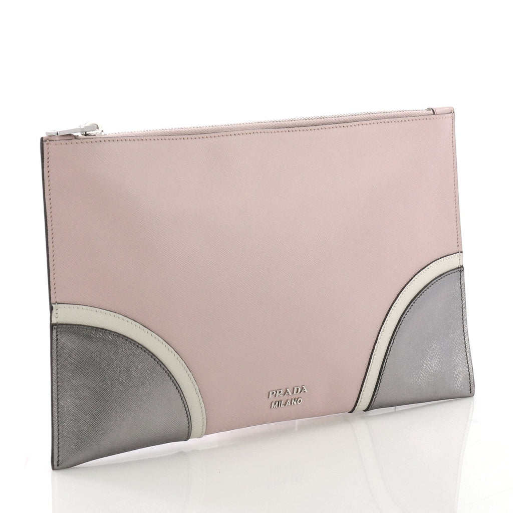 Hand Strap Clutch Saffiano Leather Medium