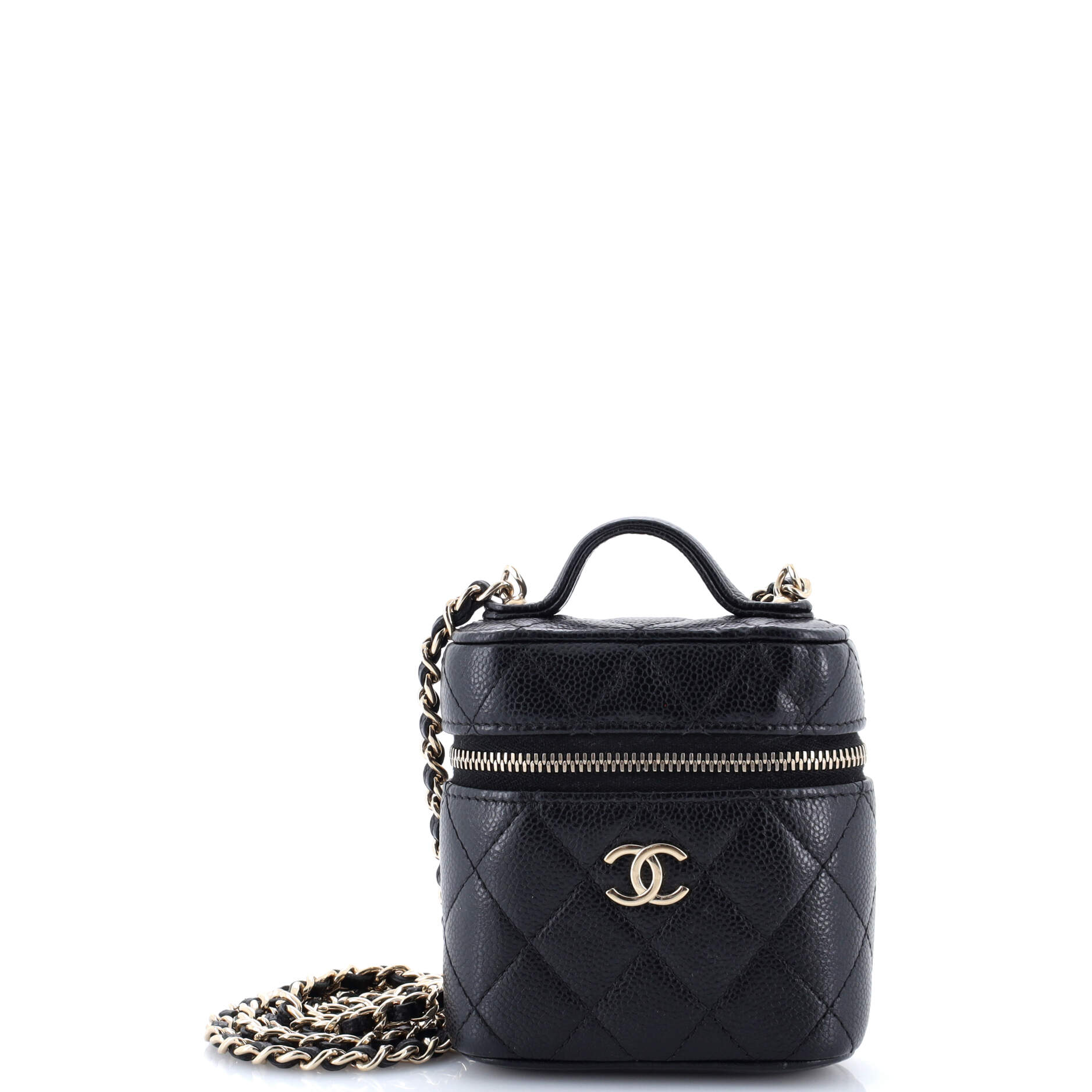 Handle with Care Vanity Case with Chain Quilted Caviar