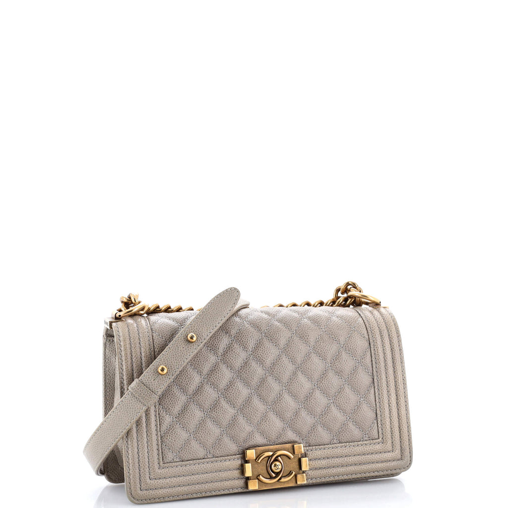 Boy Flap Bag Quilted Caviar Old Medium