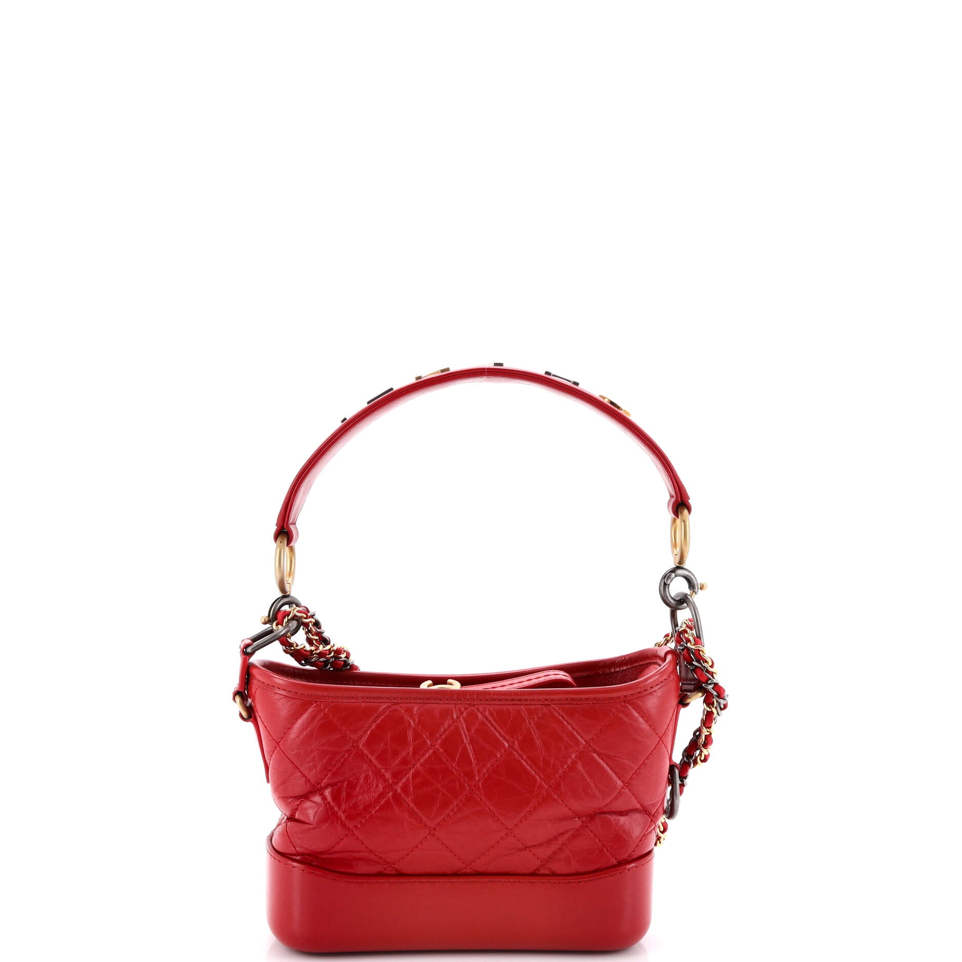 Gabrielle Hobo with Logo Handle Quilted Aged Calfskin Small
