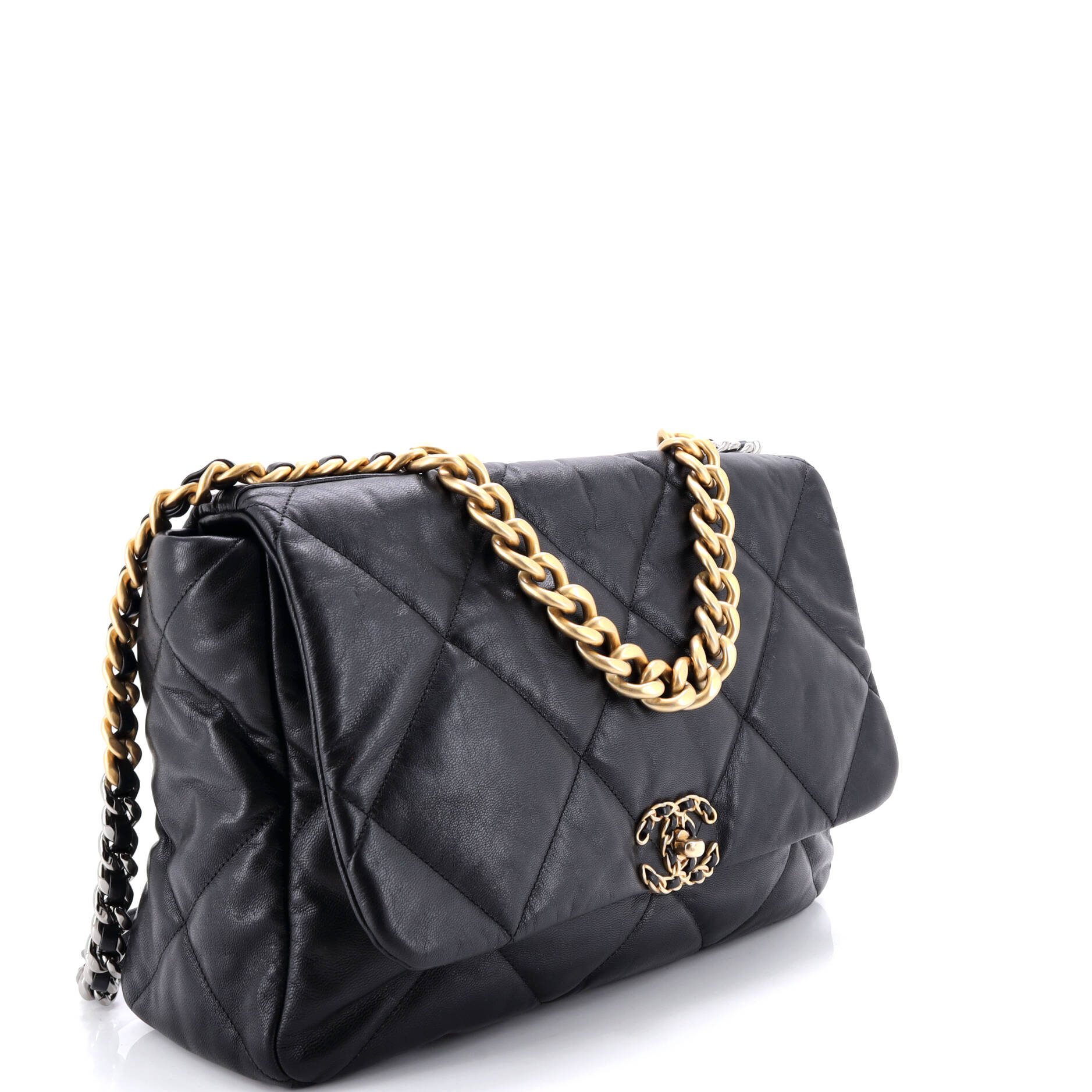 19 Flap Bag Quilted Leather Maxi
