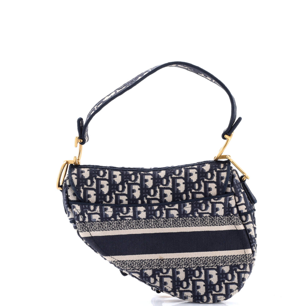 Saddle Handbag Logo Embroidered Oblique Canvas Medium
