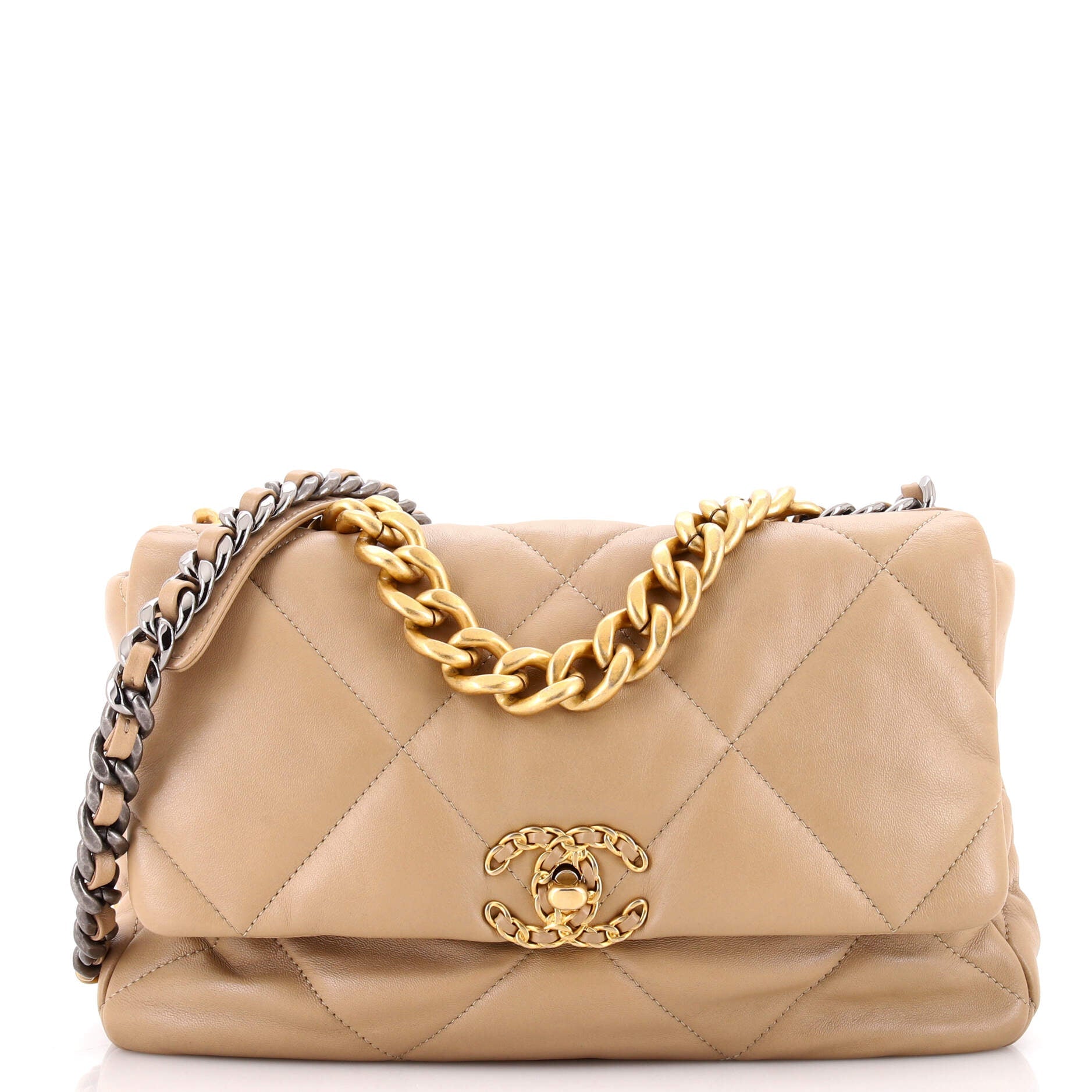 19 Flap Bag Quilted Leather Large