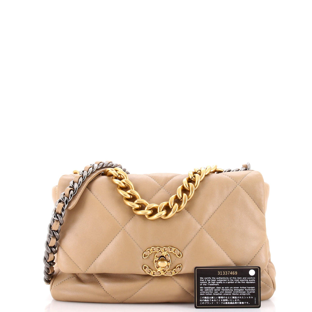 19 Flap Bag Quilted Leather Large