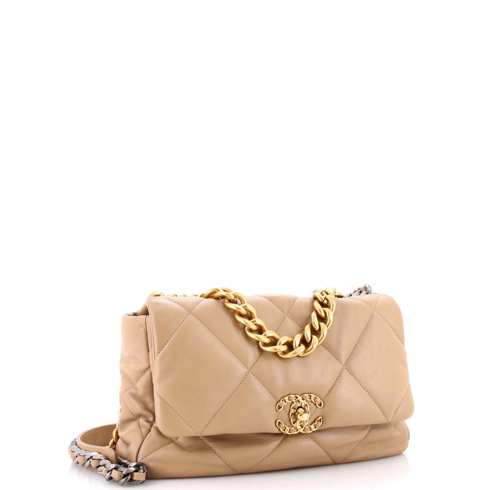 19 Flap Bag Quilted Leather Large