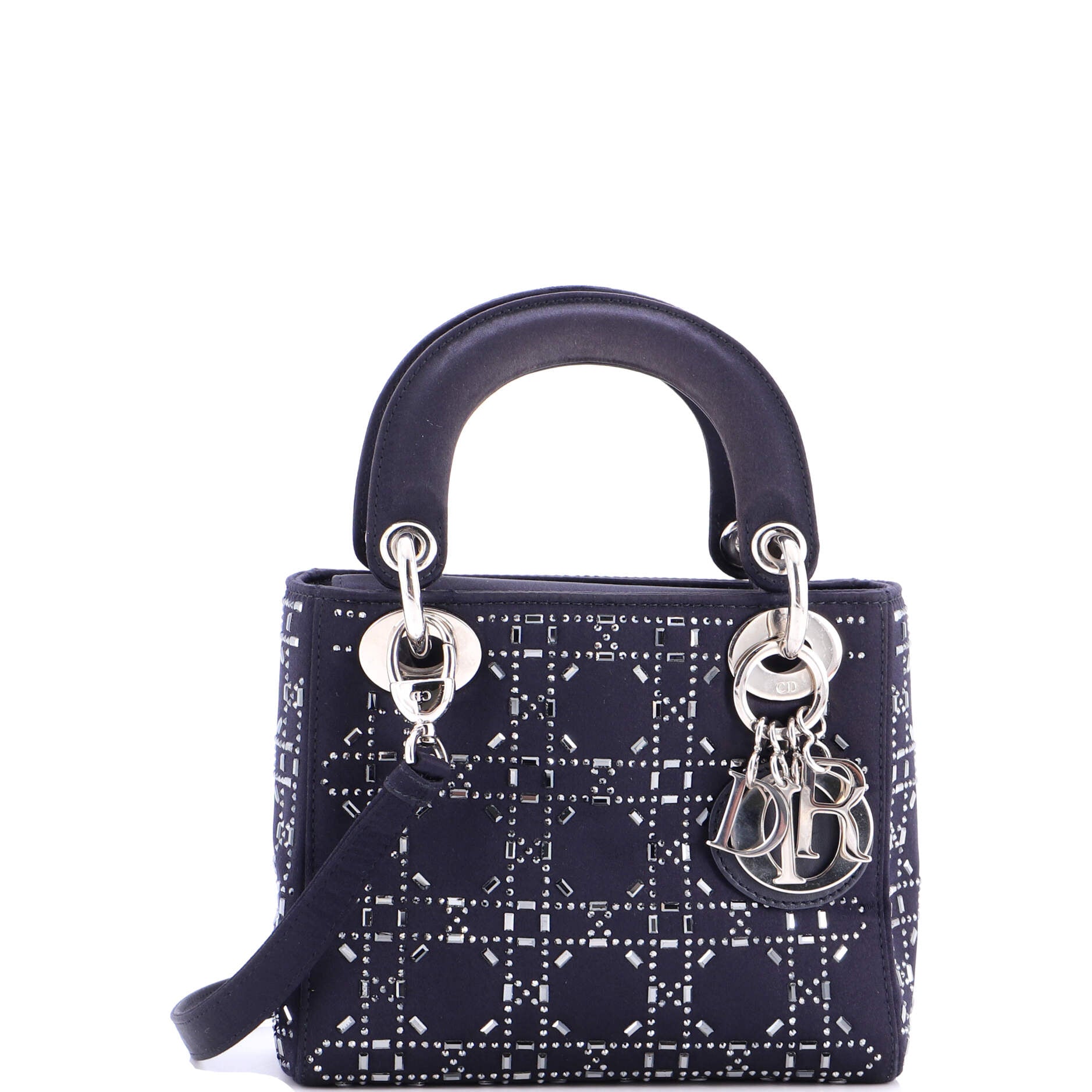 Lady Dior Bag Crystal Embellished Cannage Quilt Satin Mini