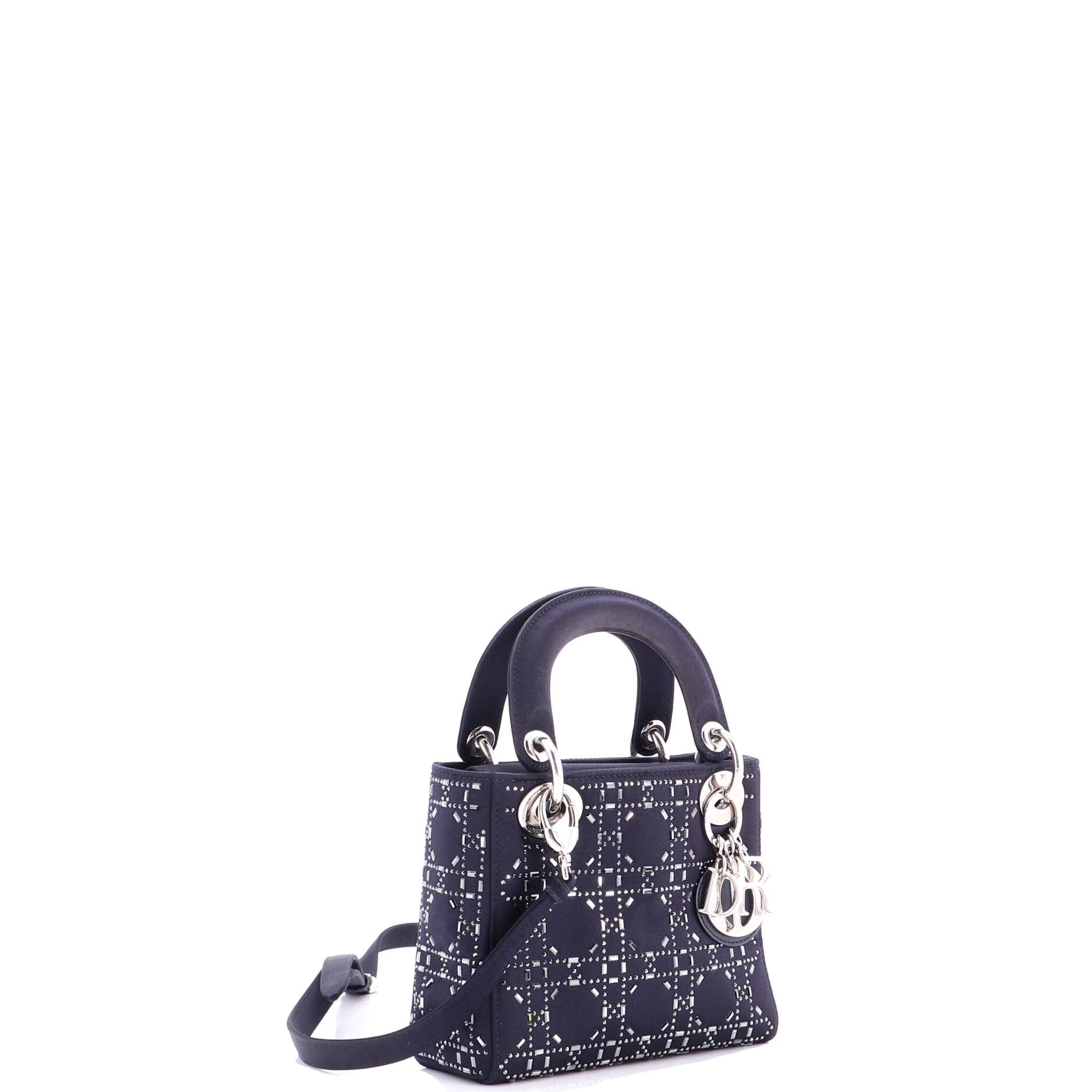Lady Dior Bag Crystal Embellished Cannage Quilt Satin Mini
