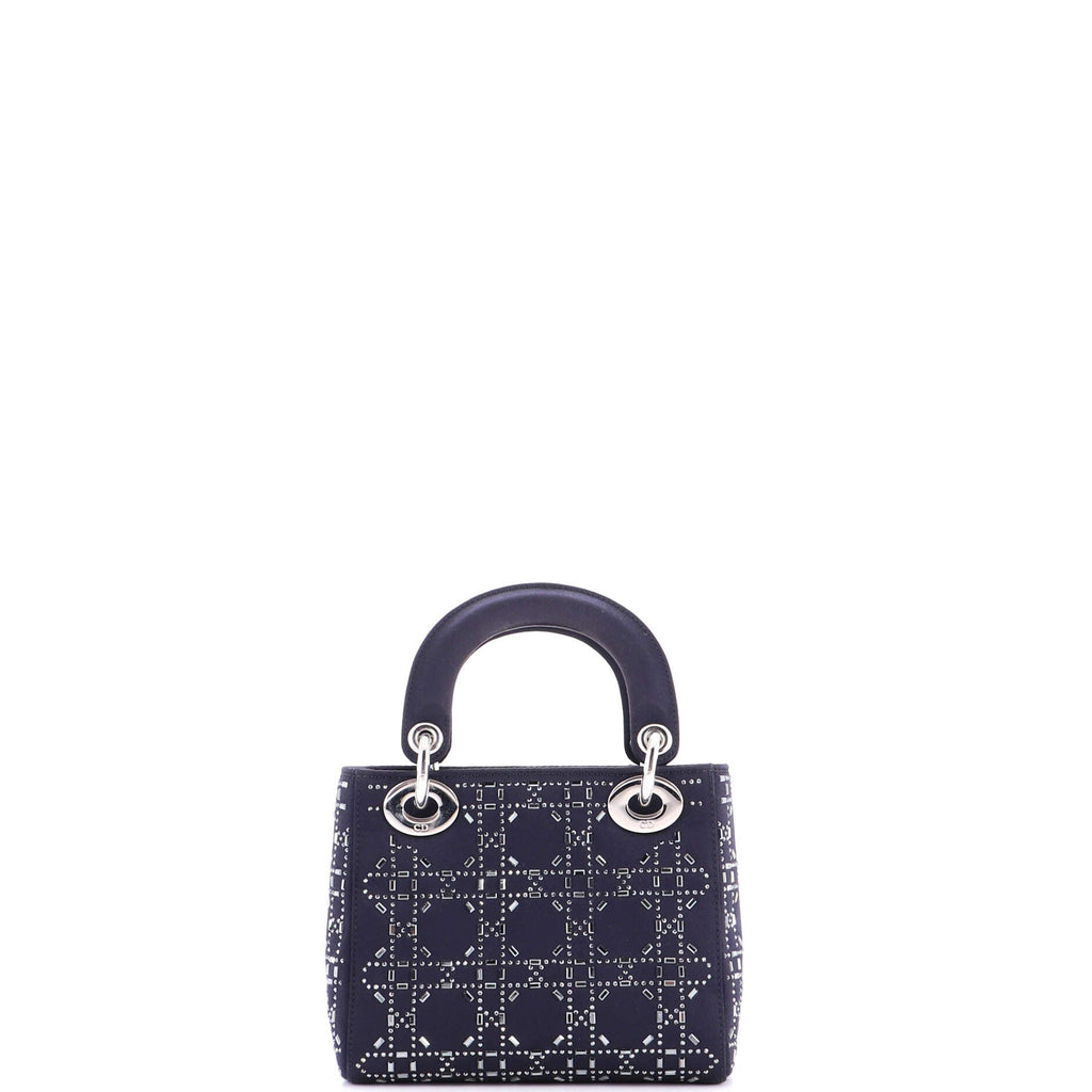 Lady Dior Bag Crystal Embellished Cannage Quilt Satin Mini
