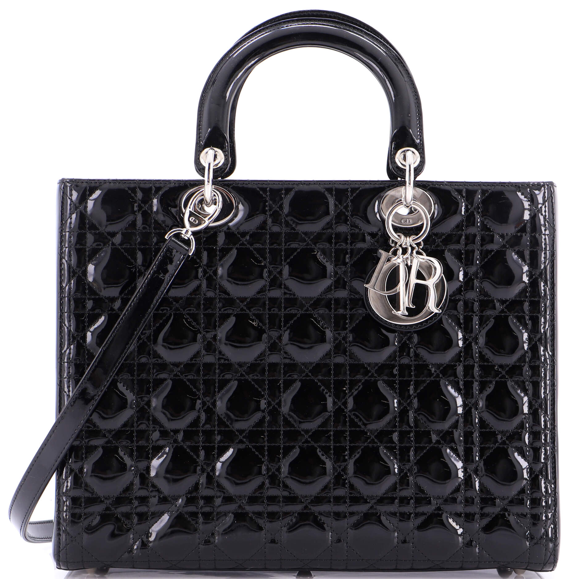 Lady Dior Bag Cannage Quilt Patent Large