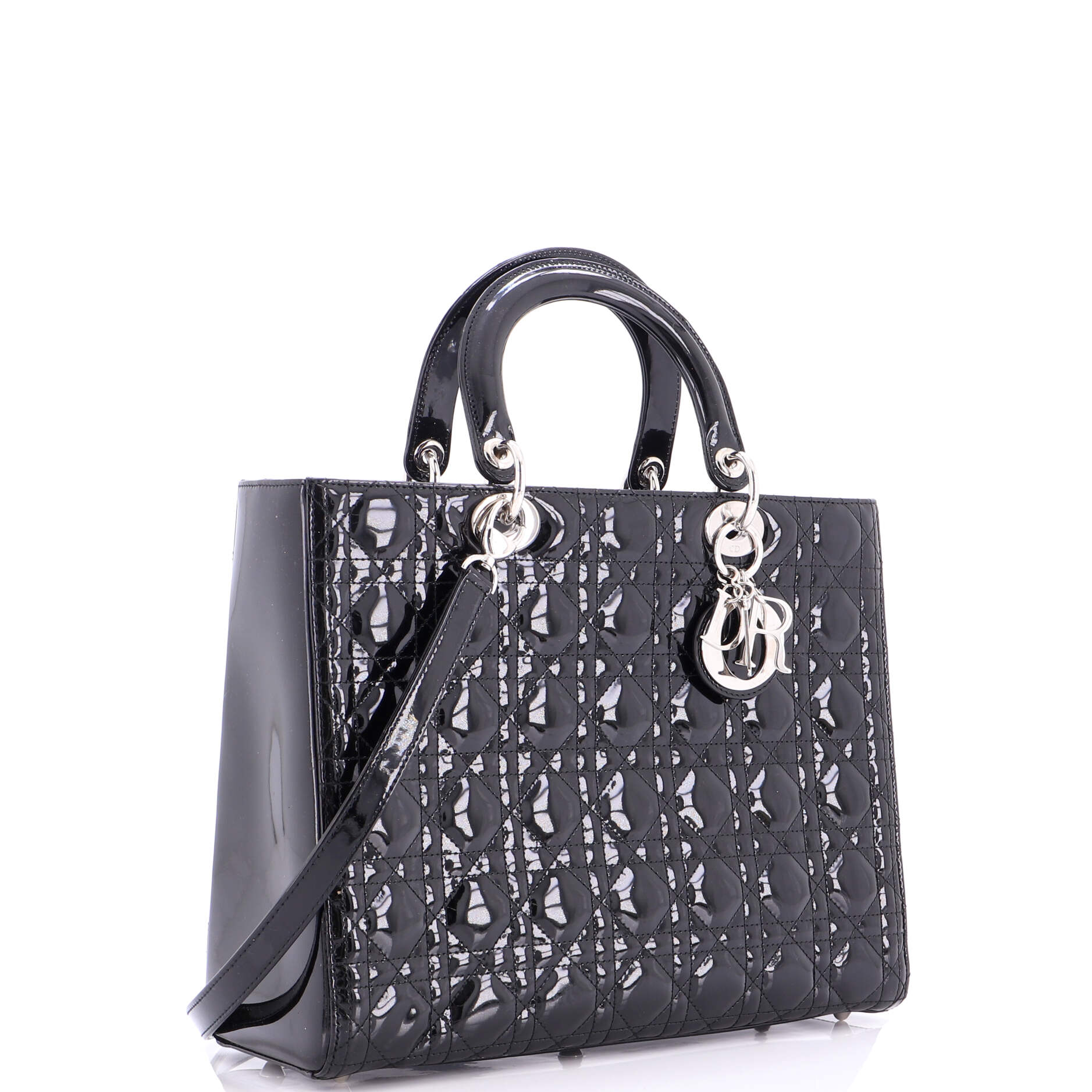 Lady Dior Bag Cannage Quilt Patent Large