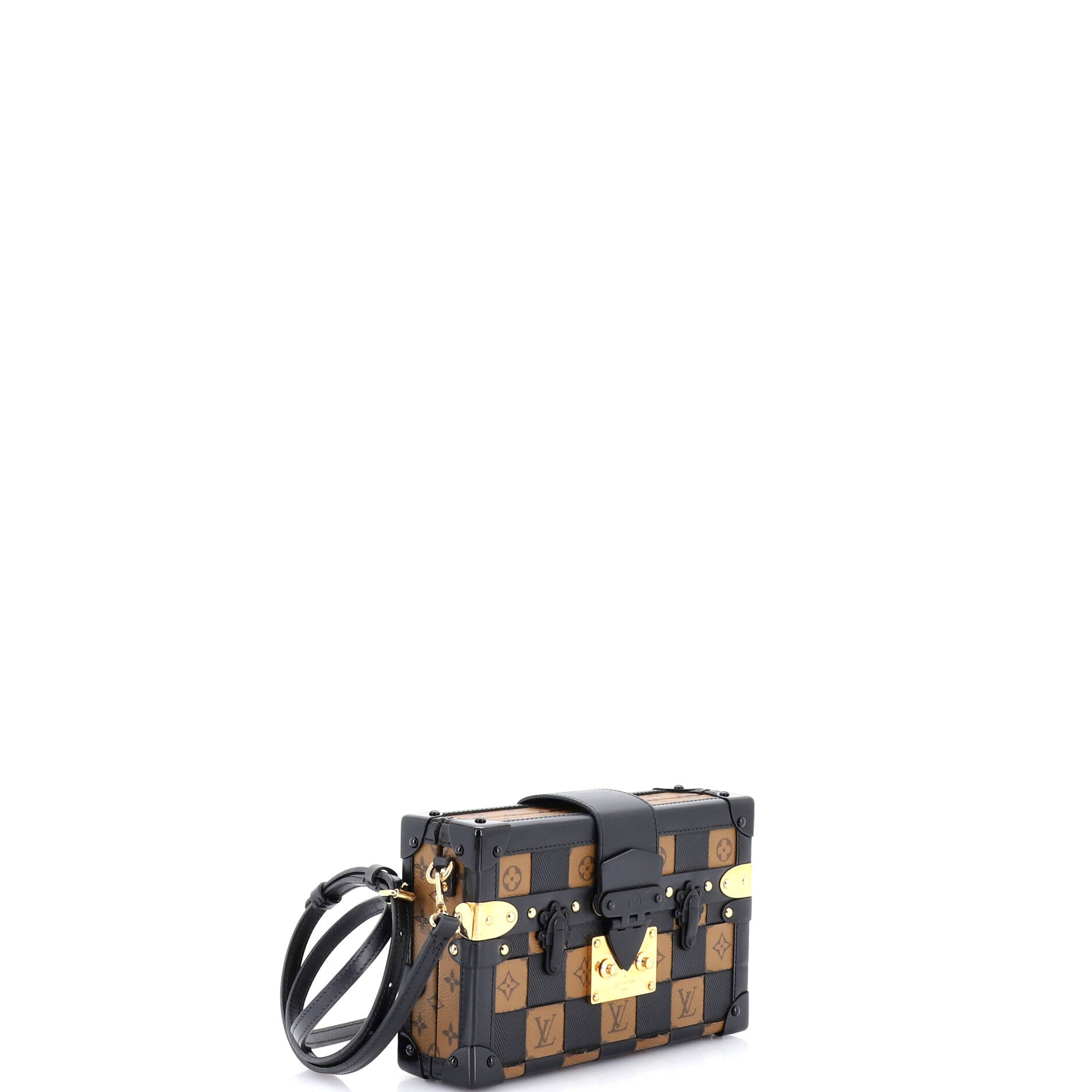 Petite Malle Handbag Damier Tressage Monogram Canvas and Leather