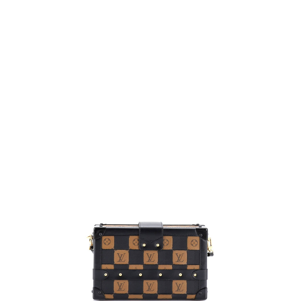 Petite Malle Handbag Damier Tressage Monogram Canvas and Leather
