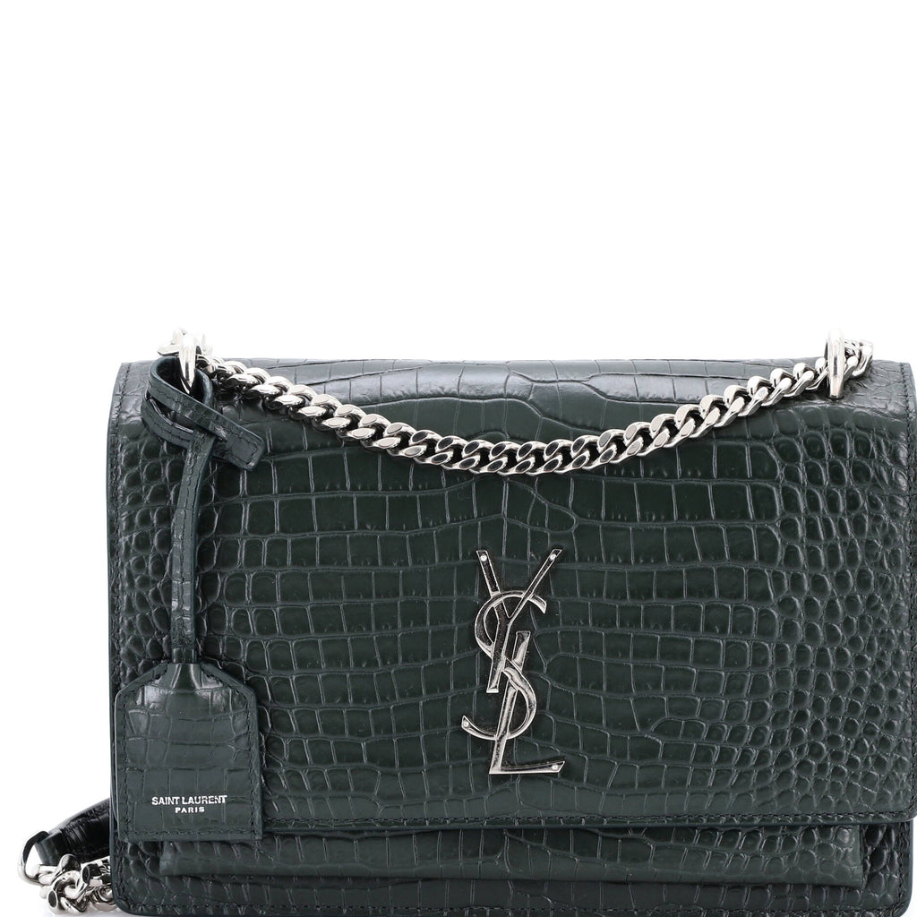 Sunset Crossbody Bag Crocodile Embossed Leather Medium