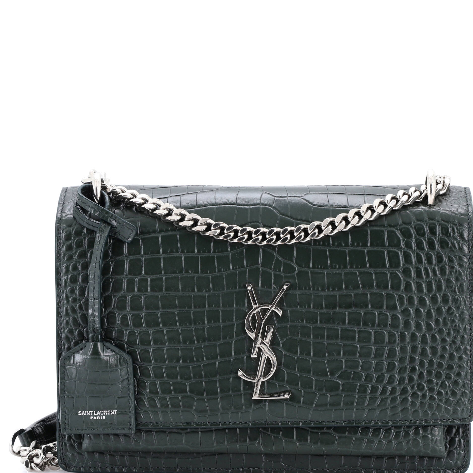 Sunset Crossbody Bag Crocodile Embossed Leather Medium