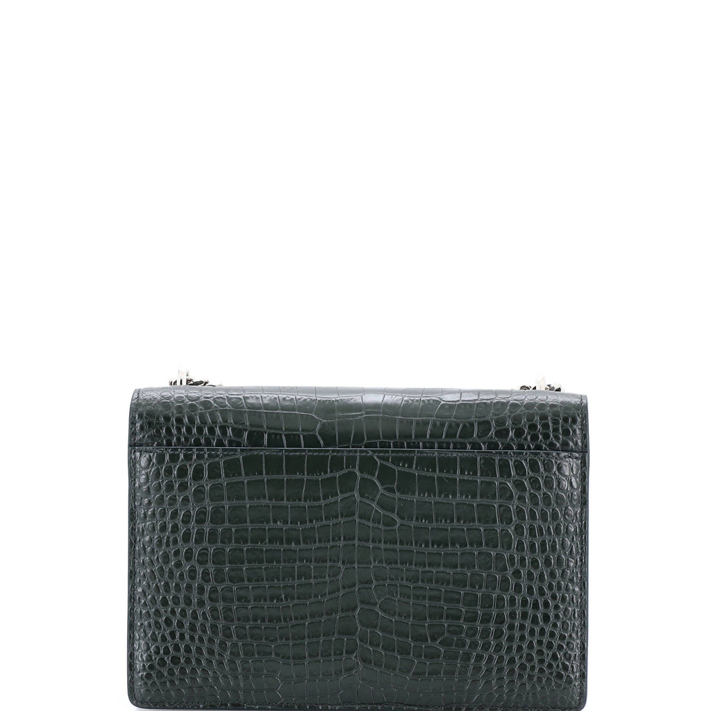 Sunset Crossbody Bag Crocodile Embossed Leather Medium