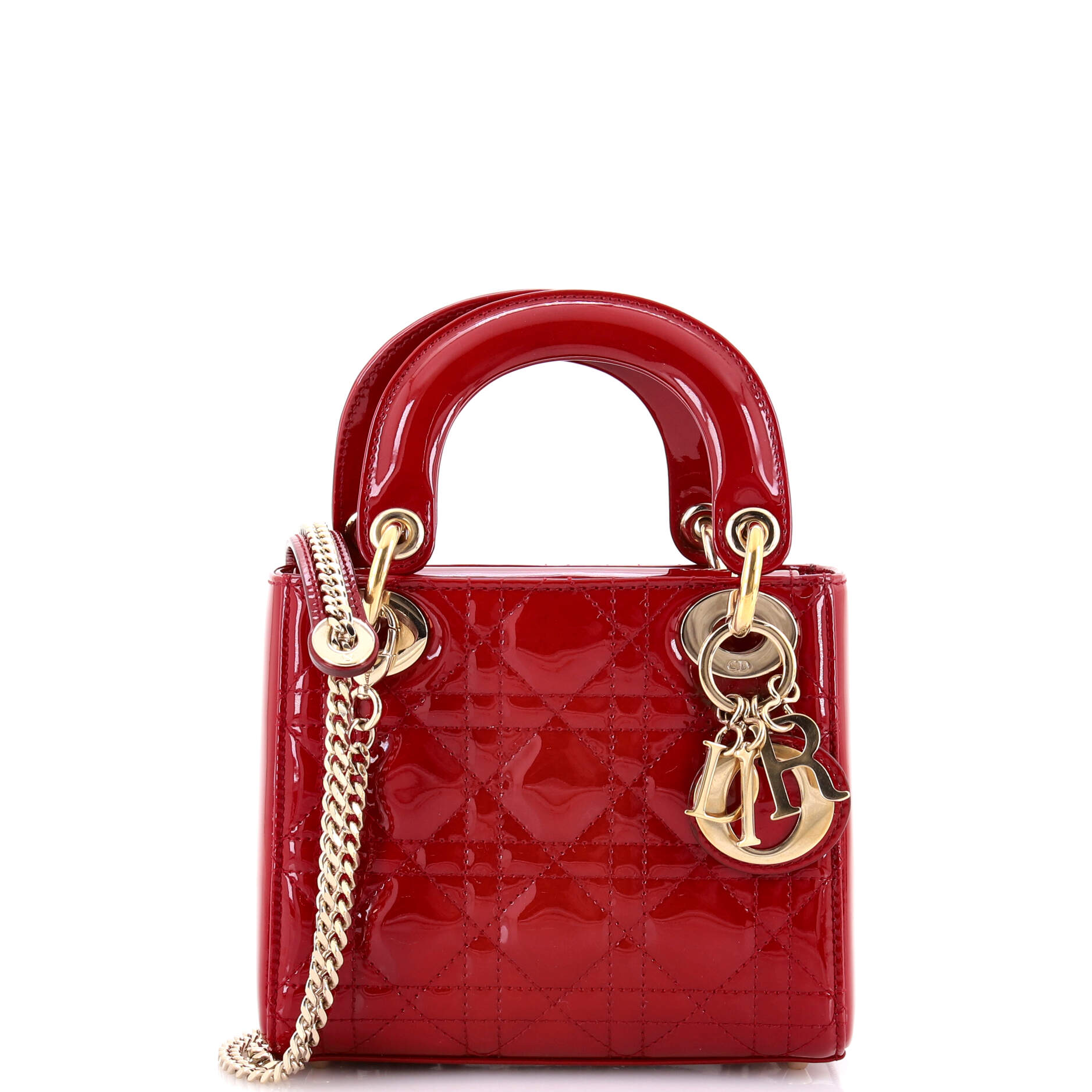 Lady Dior Chain Bag Cannage Quilt Patent Mini