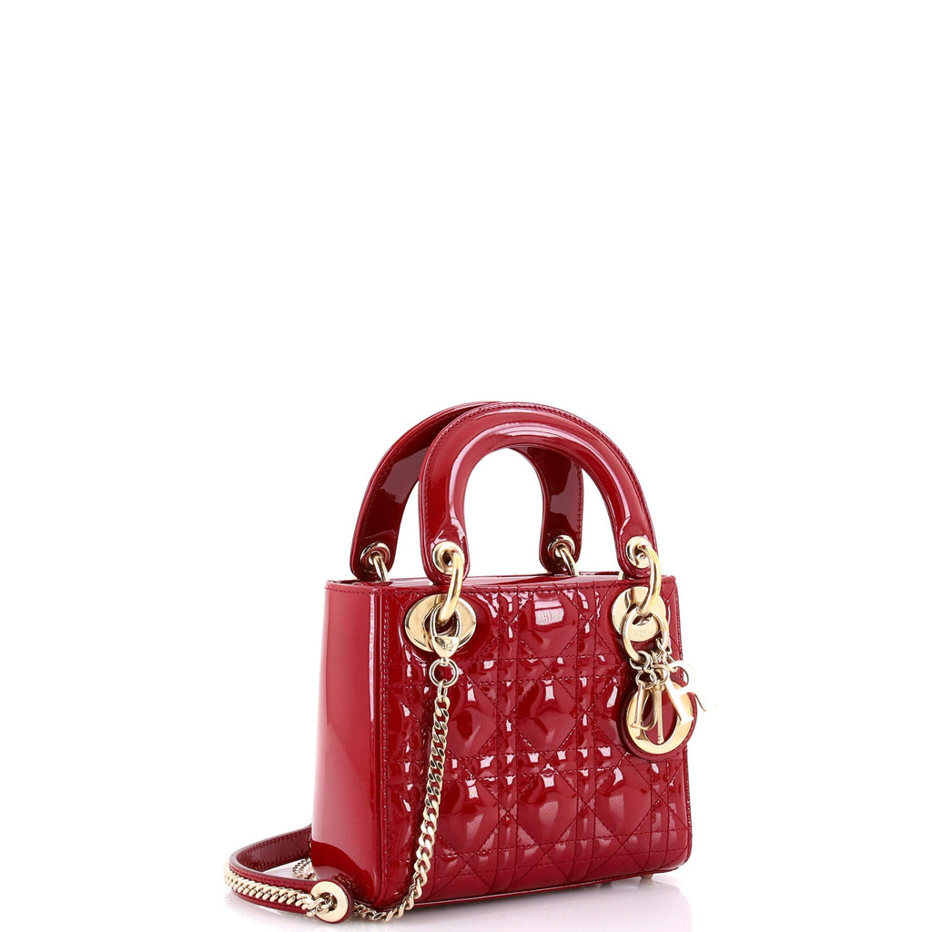 Lady Dior Chain Bag Cannage Quilt Patent Mini