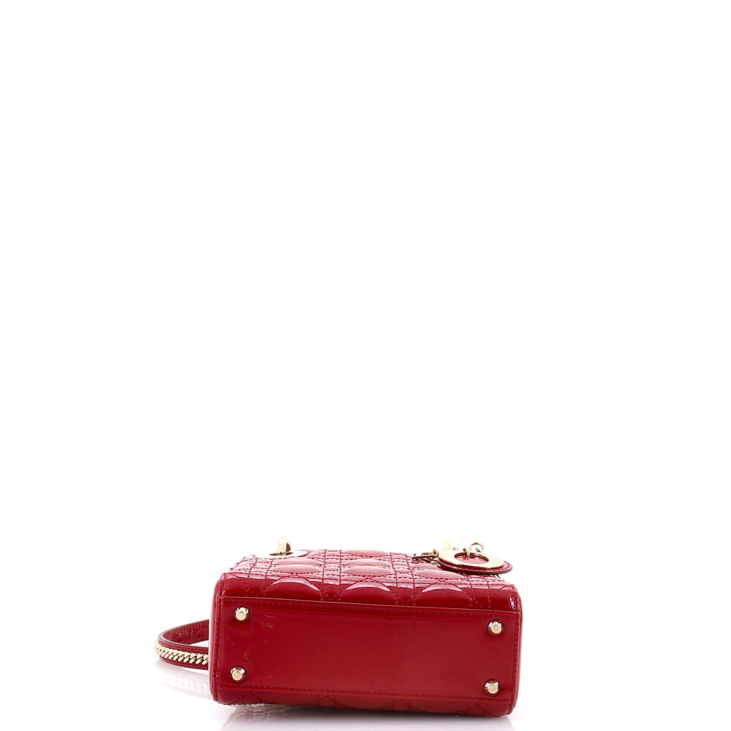 Lady Dior Chain Bag Cannage Quilt Patent Mini
