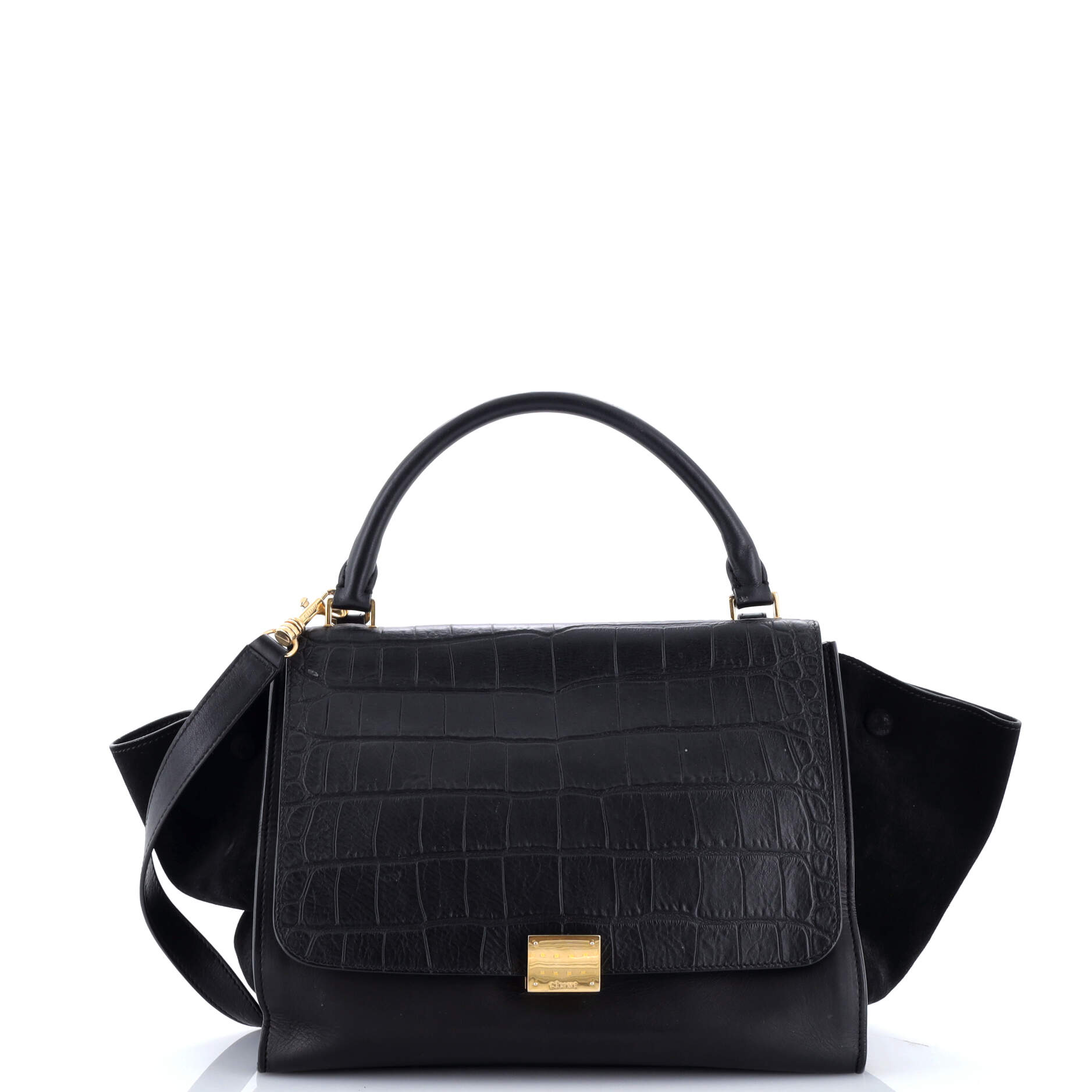 Trapeze Bag Crocodile Embossed Leather Medium
