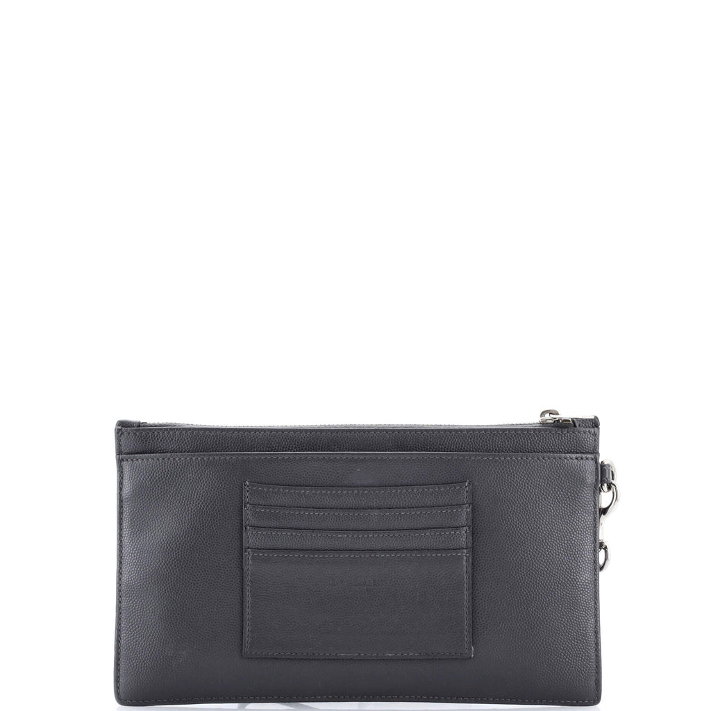 Classic Monogram Zip Bill Pouch Matelasse Chevron Leather Large