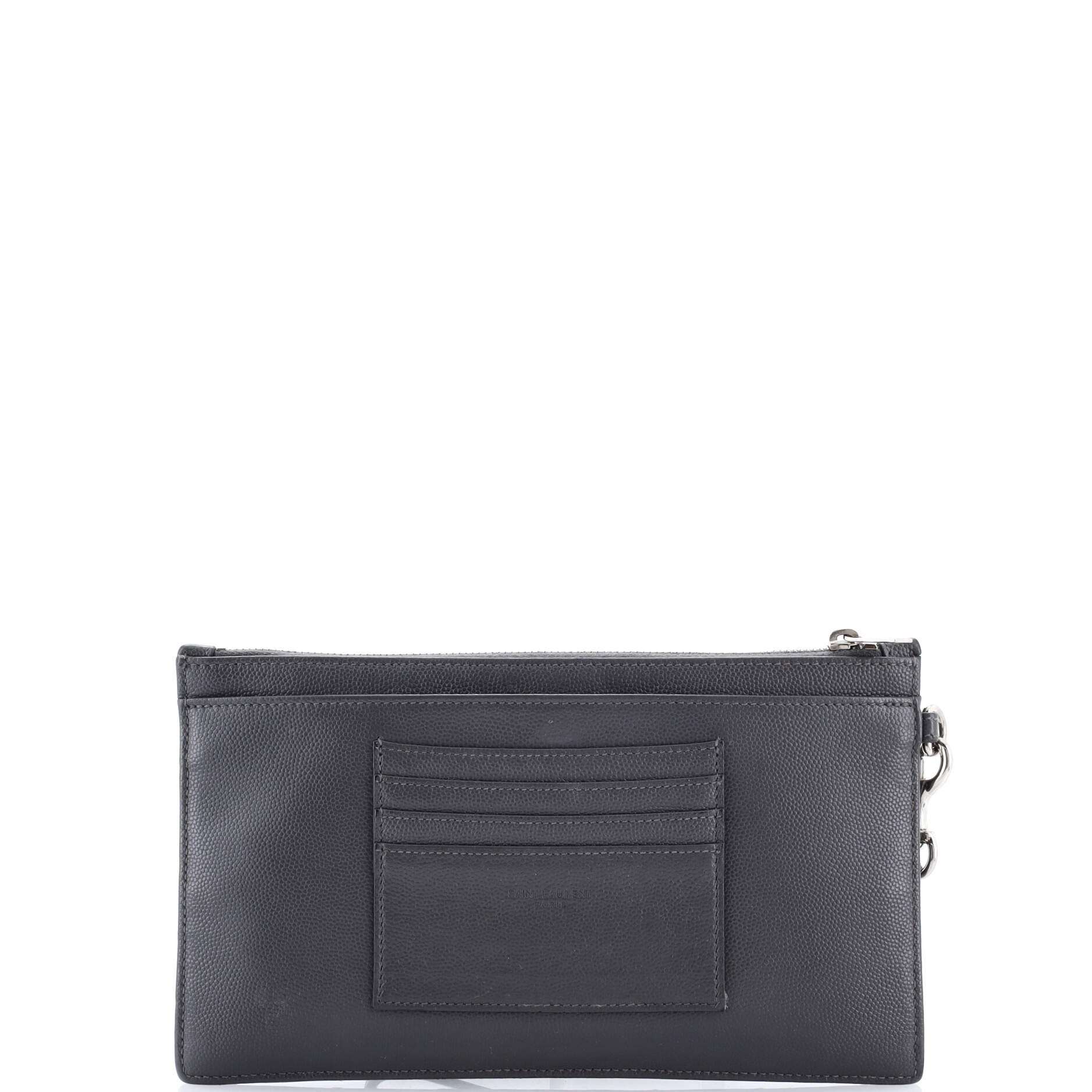 Classic Monogram Zip Bill Pouch Matelasse Chevron Leather Large