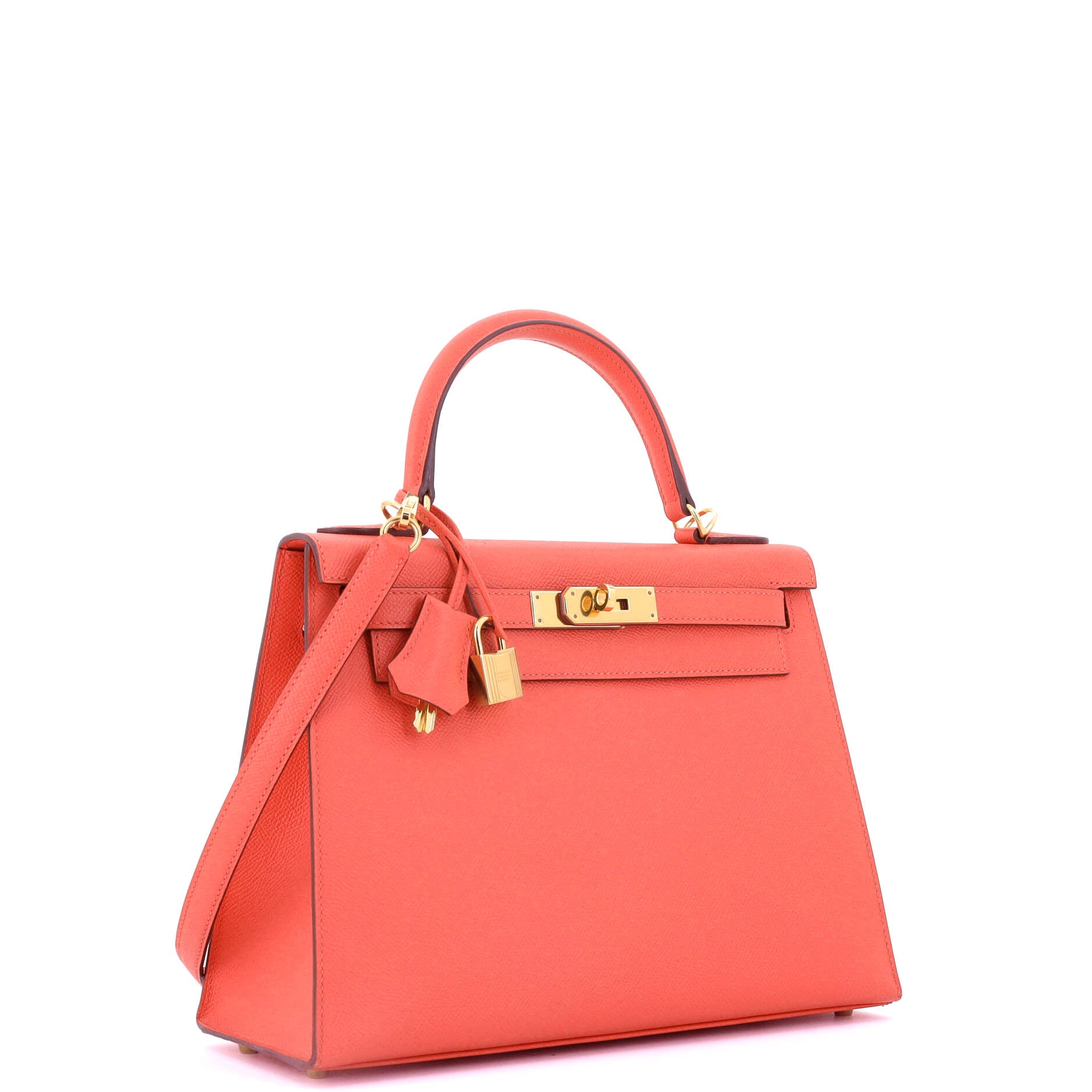 Kelly Handbag Rouge Pivoine Epsom with Gold Hardware 28