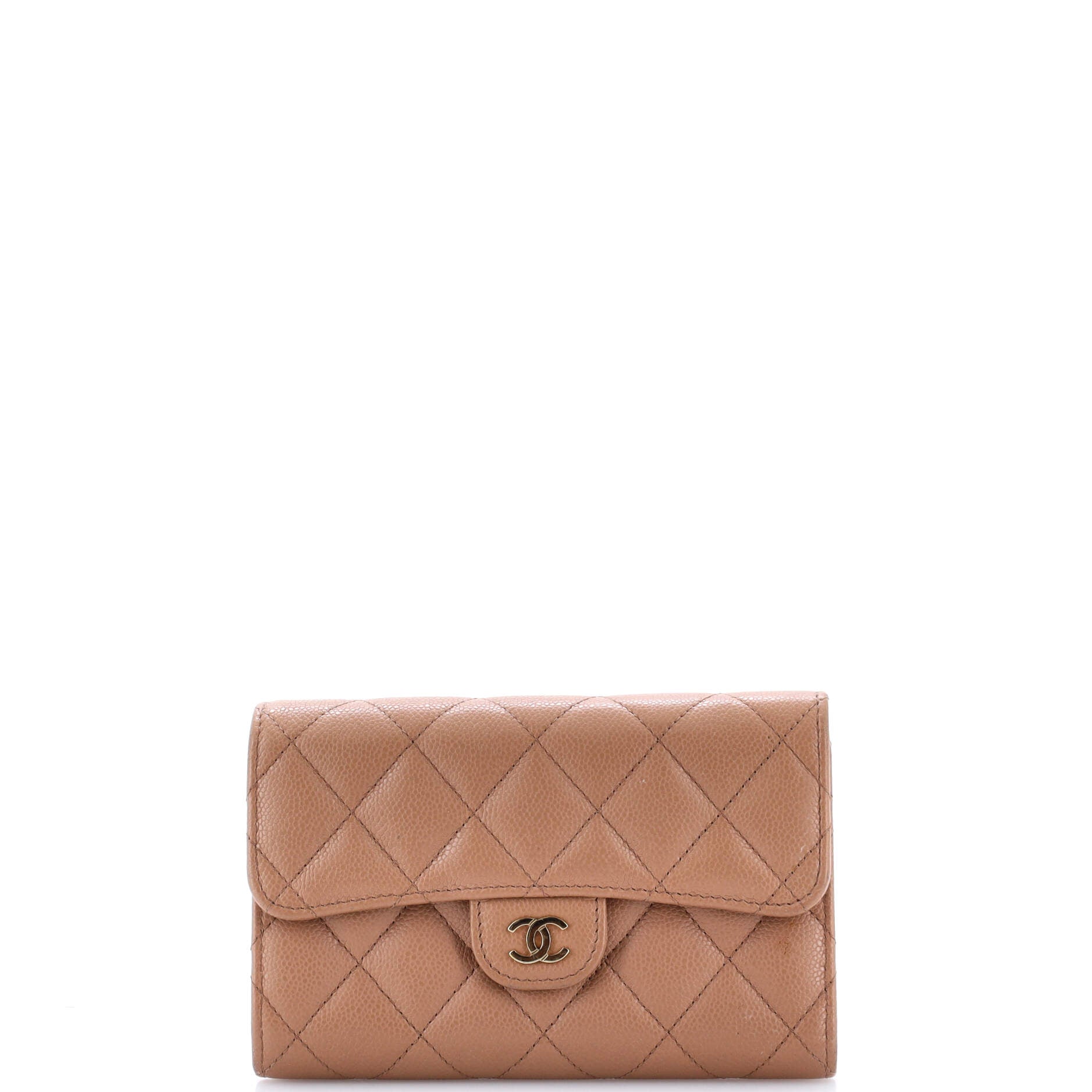 Trifold Classic Flap Wallet Quilted Caviar Medium