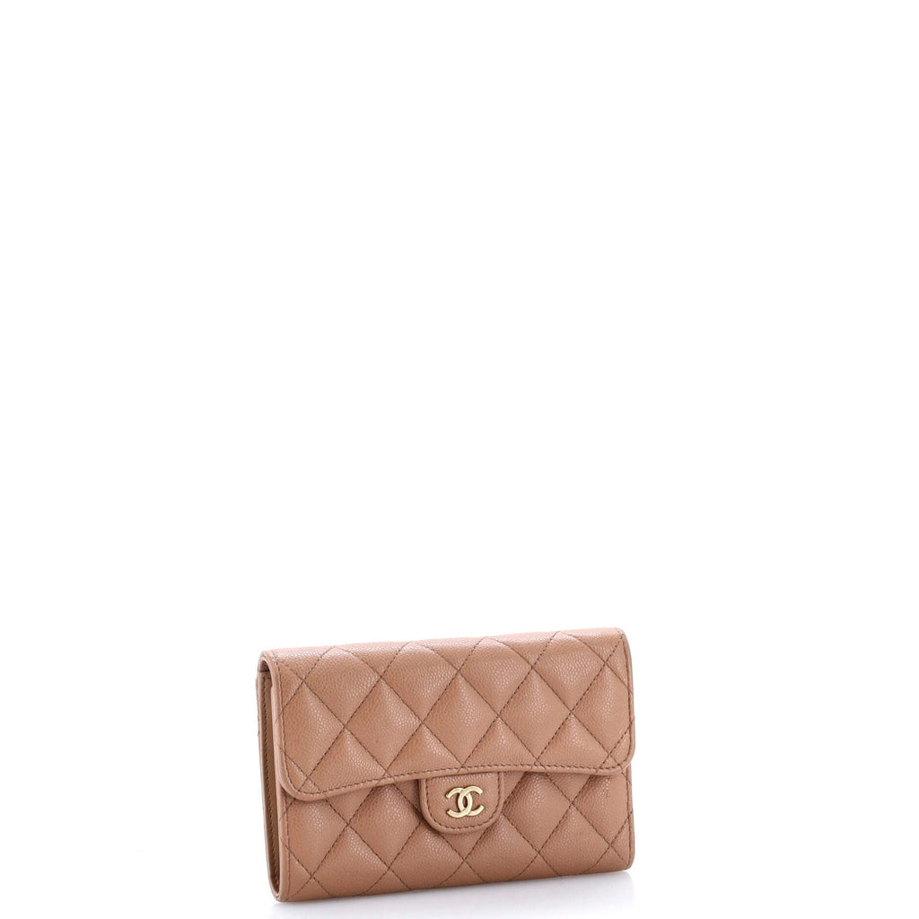 Trifold Classic Flap Wallet Quilted Caviar Medium