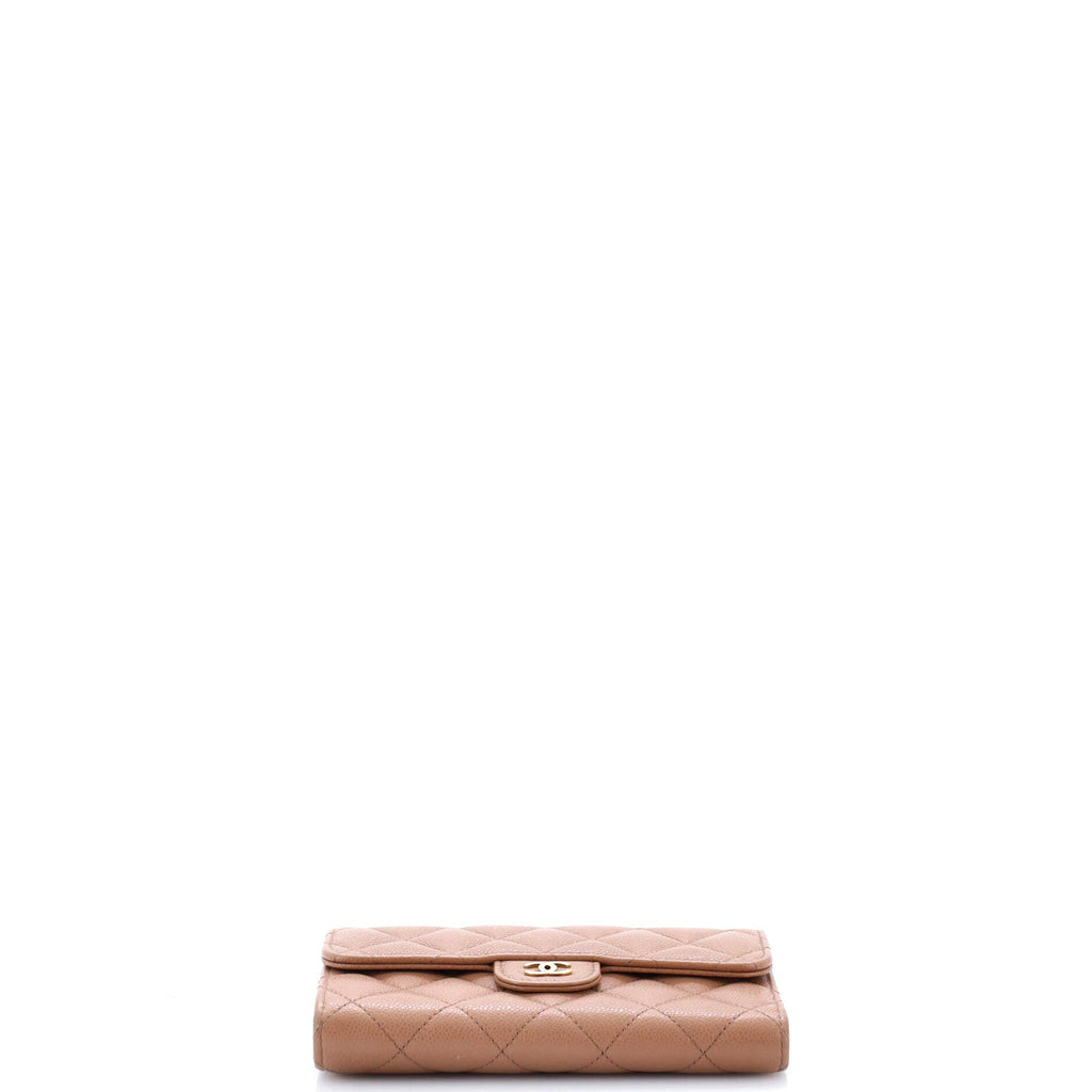 Trifold Classic Flap Wallet Quilted Caviar Medium