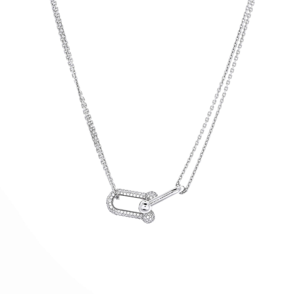 HardWear Double Link Pendant Necklace 18K White Gold with Diamonds