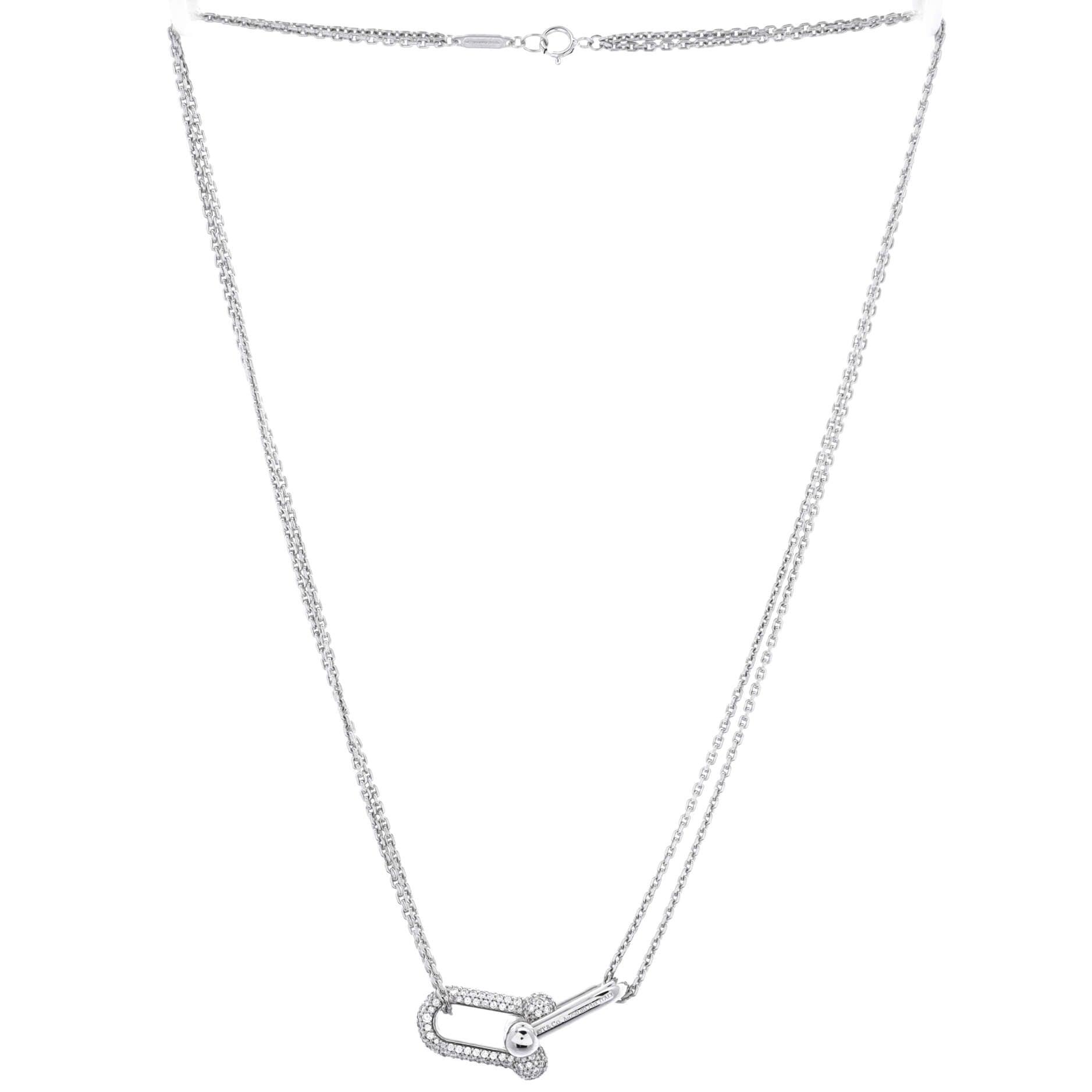 HardWear Double Link Pendant Necklace 18K White Gold with Diamonds