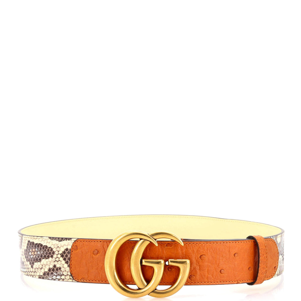 GG Marmont Belt Python with Ostrich Wide 85