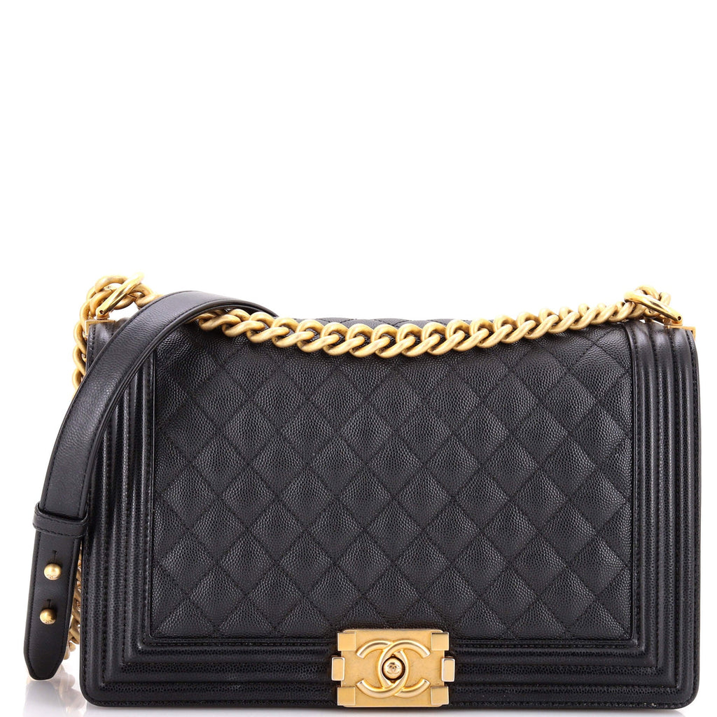 Boy Flap Bag Quilted Caviar New Medium