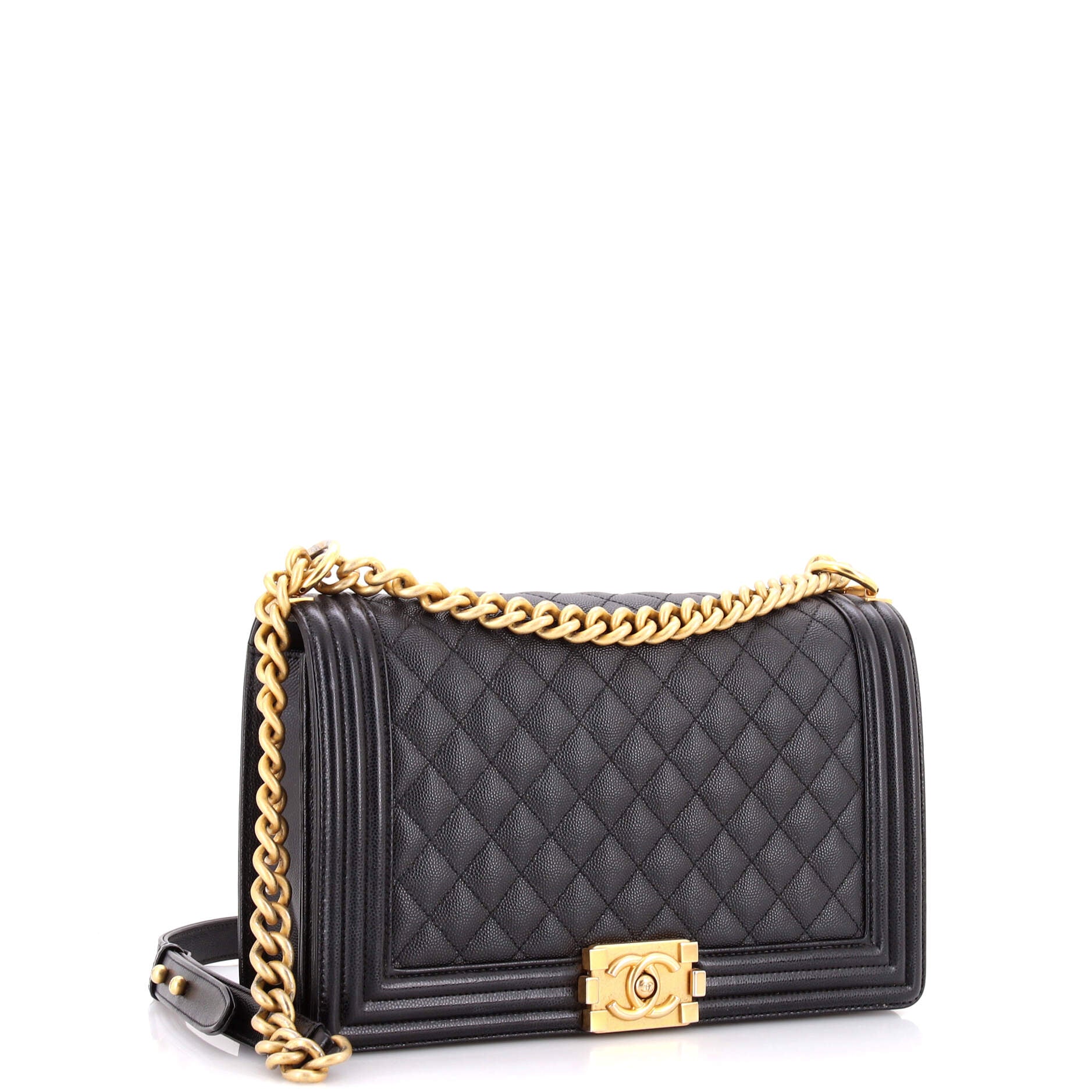 Boy Flap Bag Quilted Caviar New Medium