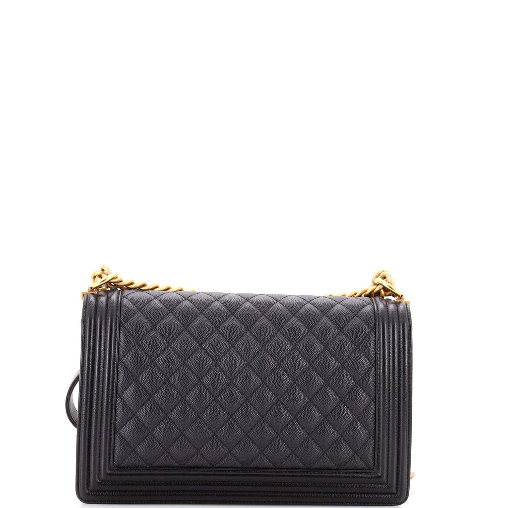 Boy Flap Bag Quilted Caviar New Medium