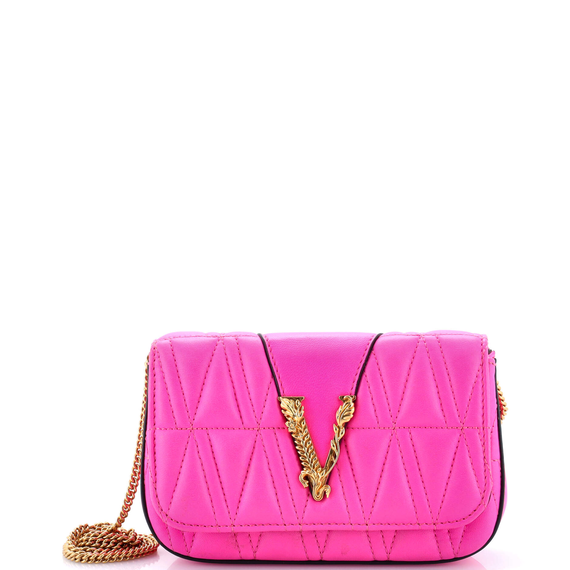 Virtus Clutch on Chain Quilted Leather