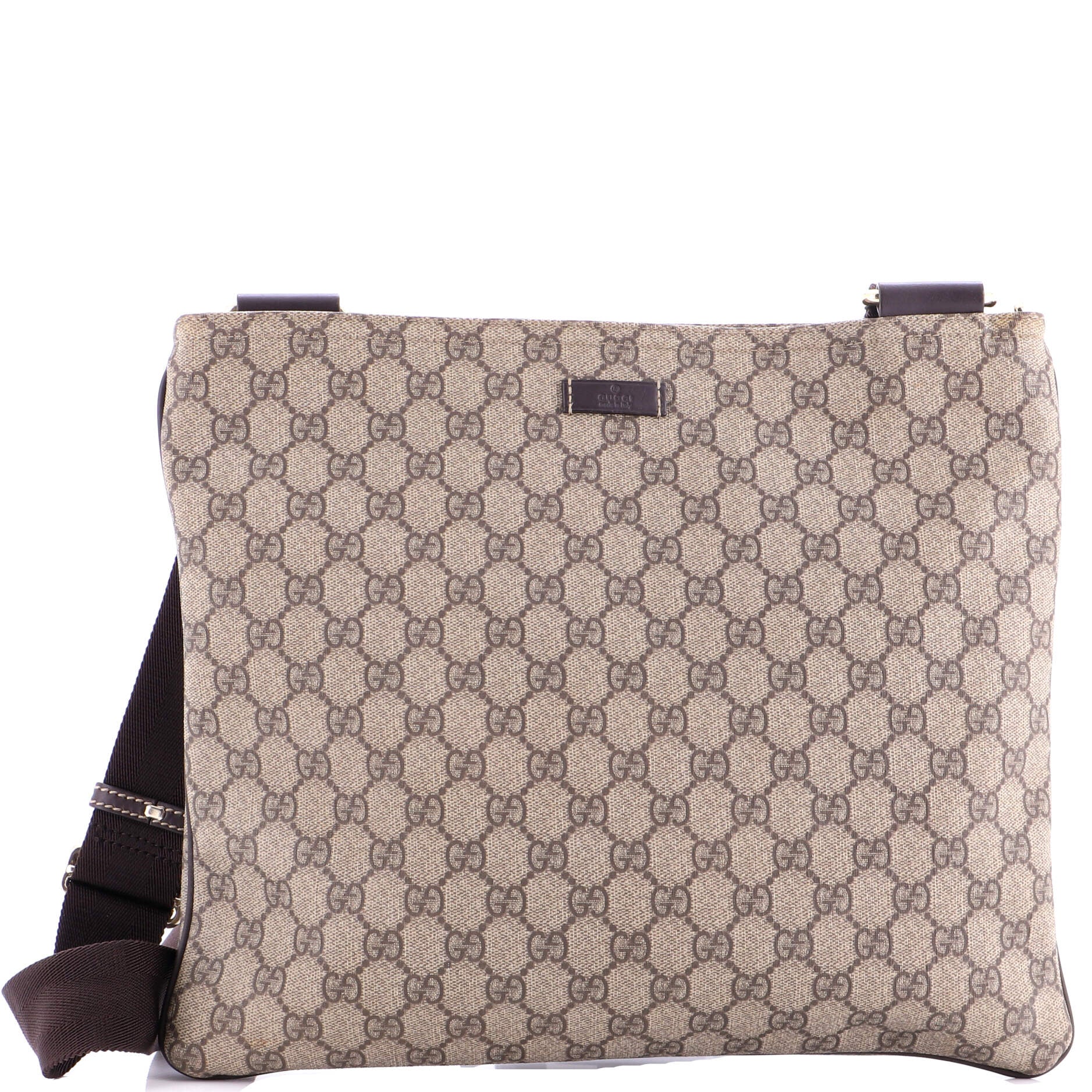 Zip Top Messenger Bag GG Coated Canvas Large