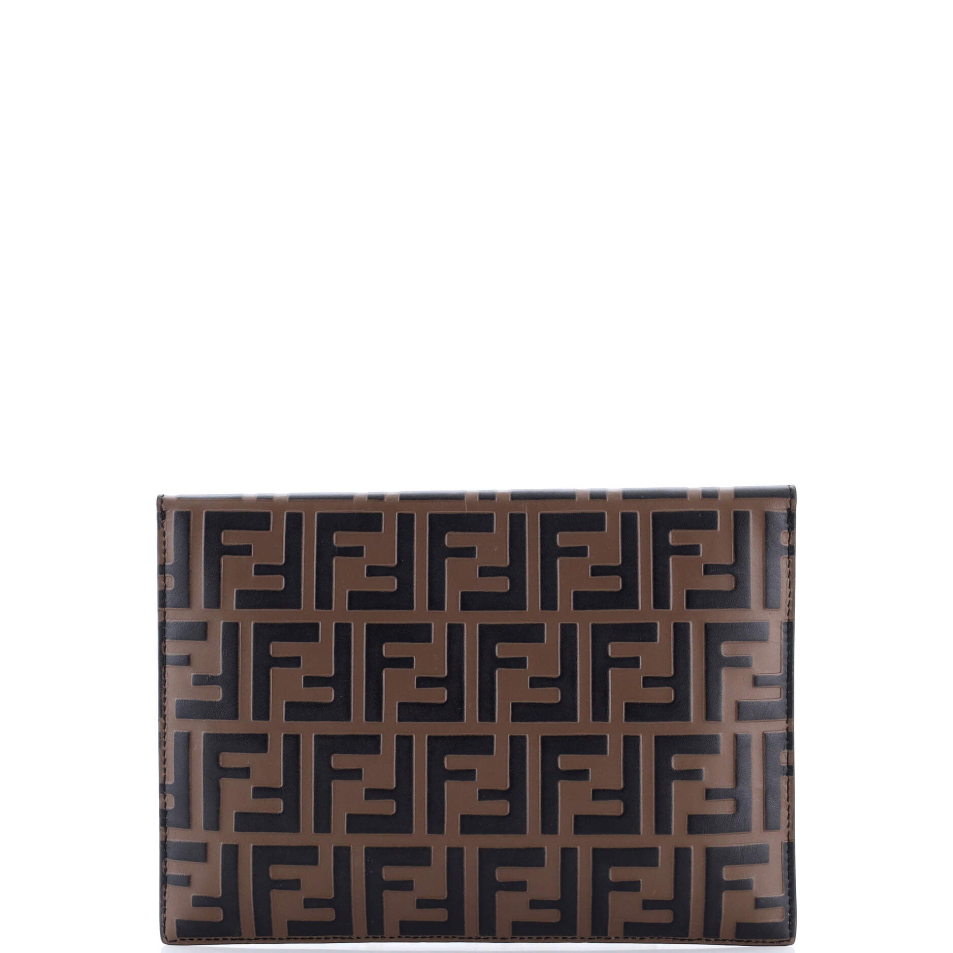 F is Fendi Envelope Flat Pouch Zucca Embossed Leather Large