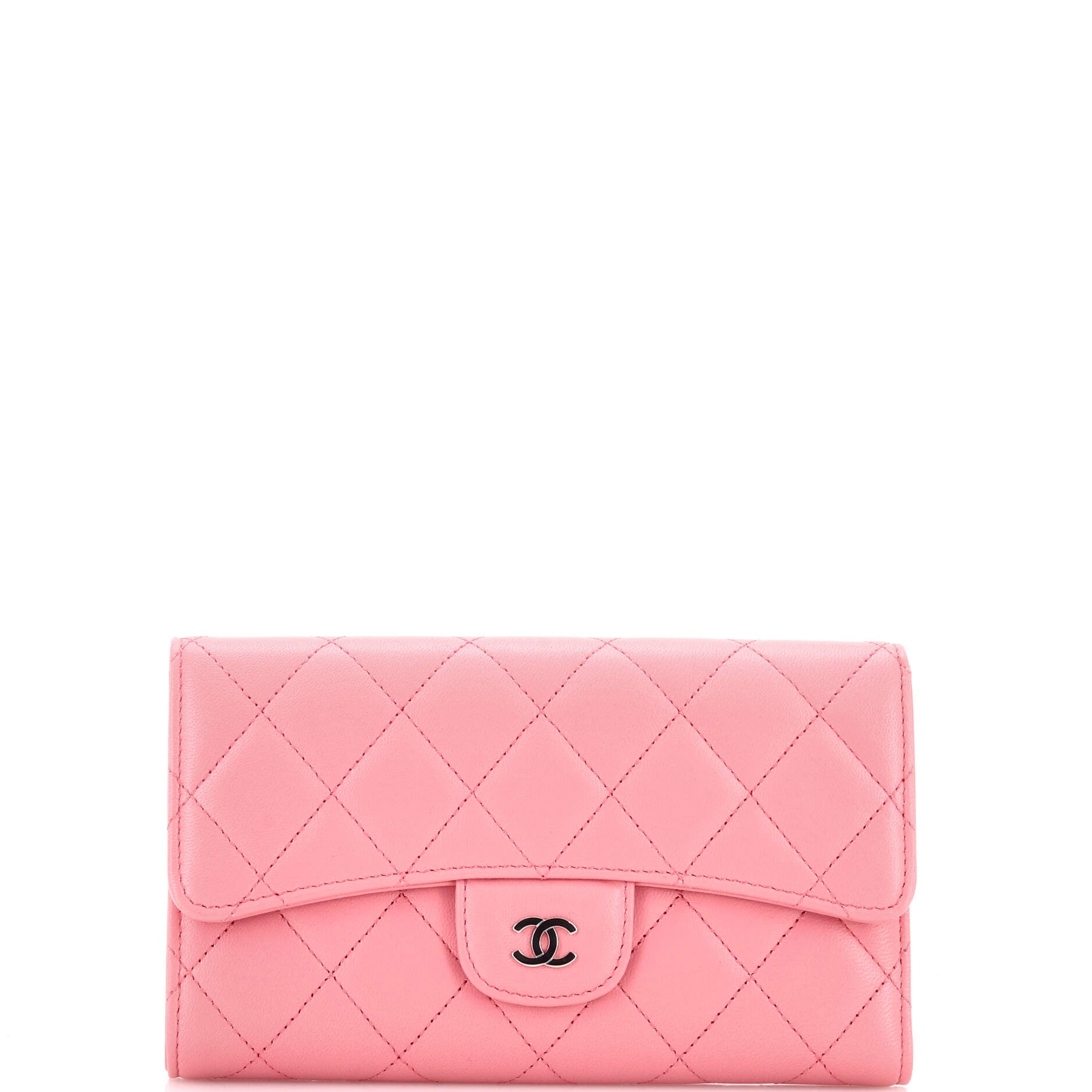 Trifold Classic Flap Wallet Quilted Lambskin
