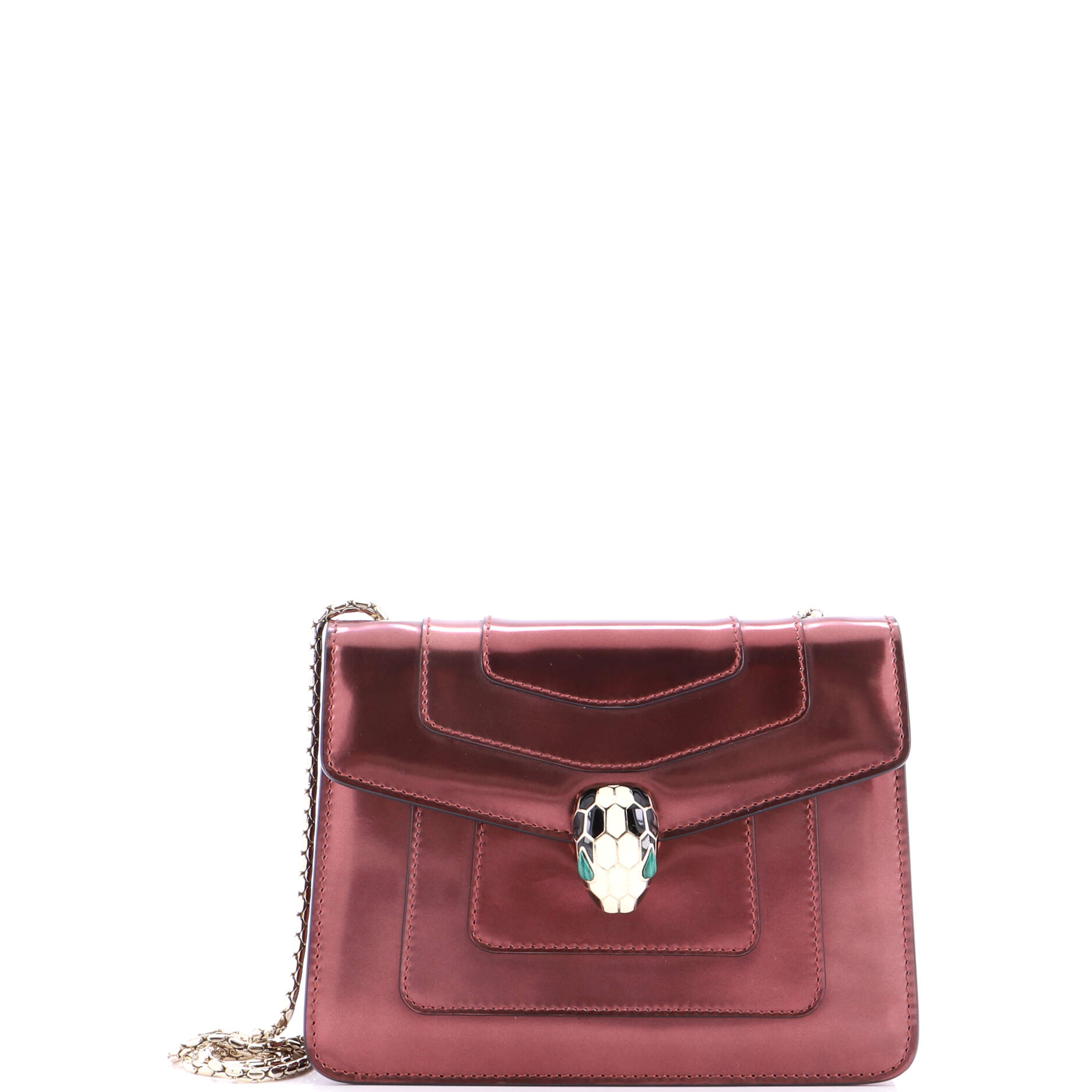 Serpenti Forever Square Shoulder Bag Metallic Leather Small