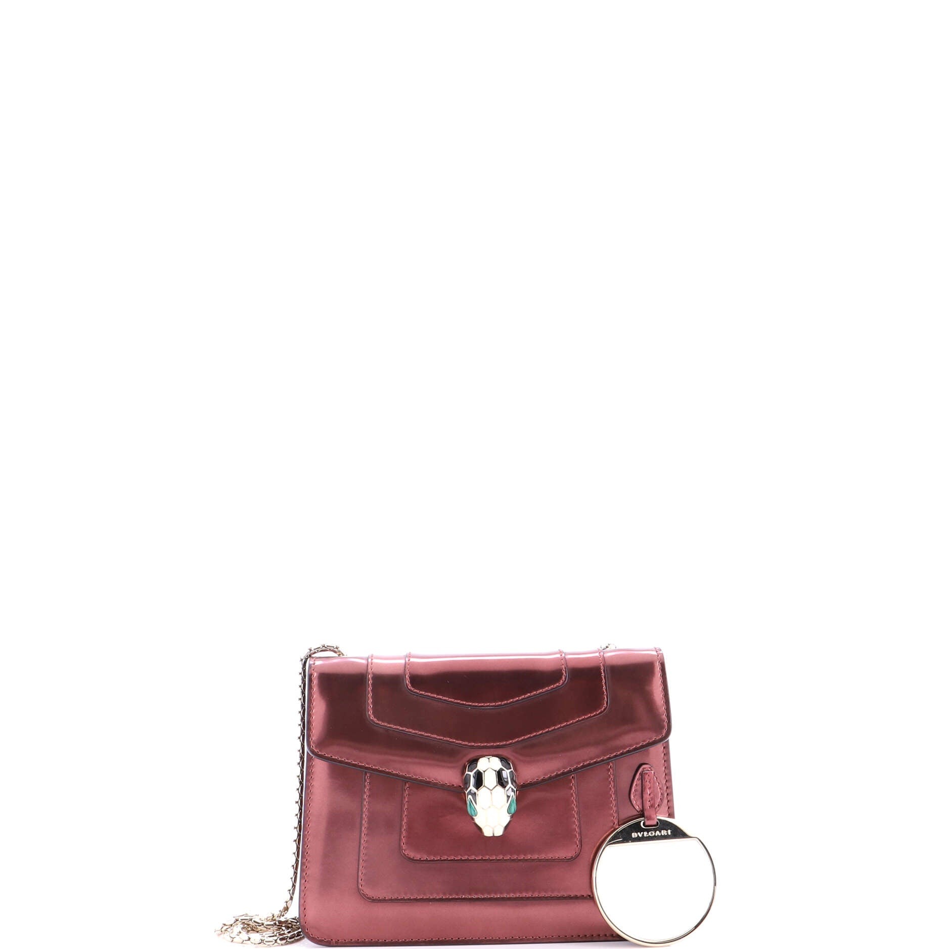 Serpenti Forever Square Shoulder Bag Metallic Leather Small