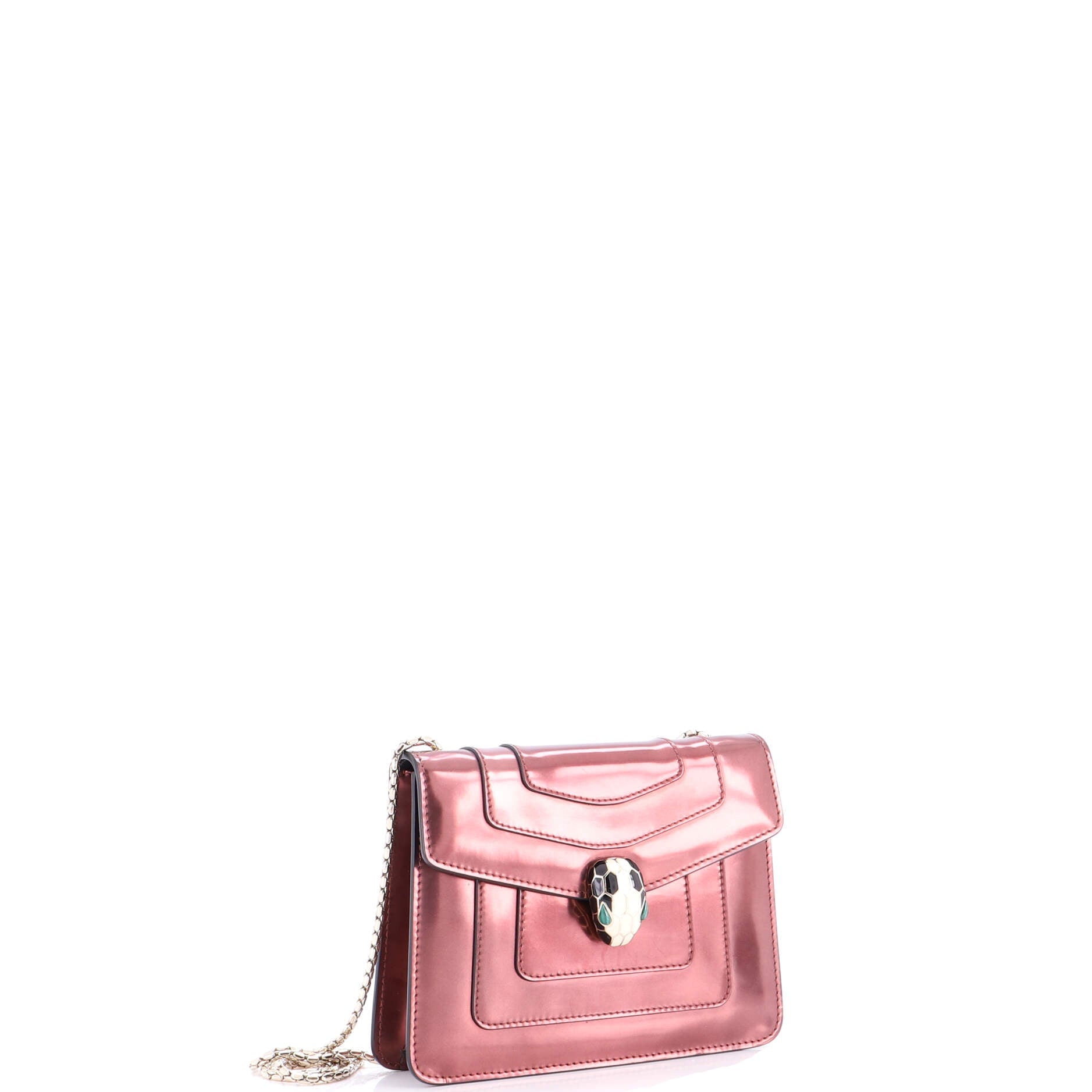 Serpenti Forever Square Shoulder Bag Metallic Leather Small