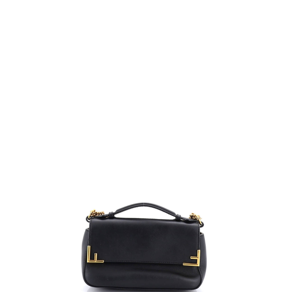 FF Logo Stamp Flap Bag Zucca Coated Canvas and Leather Small