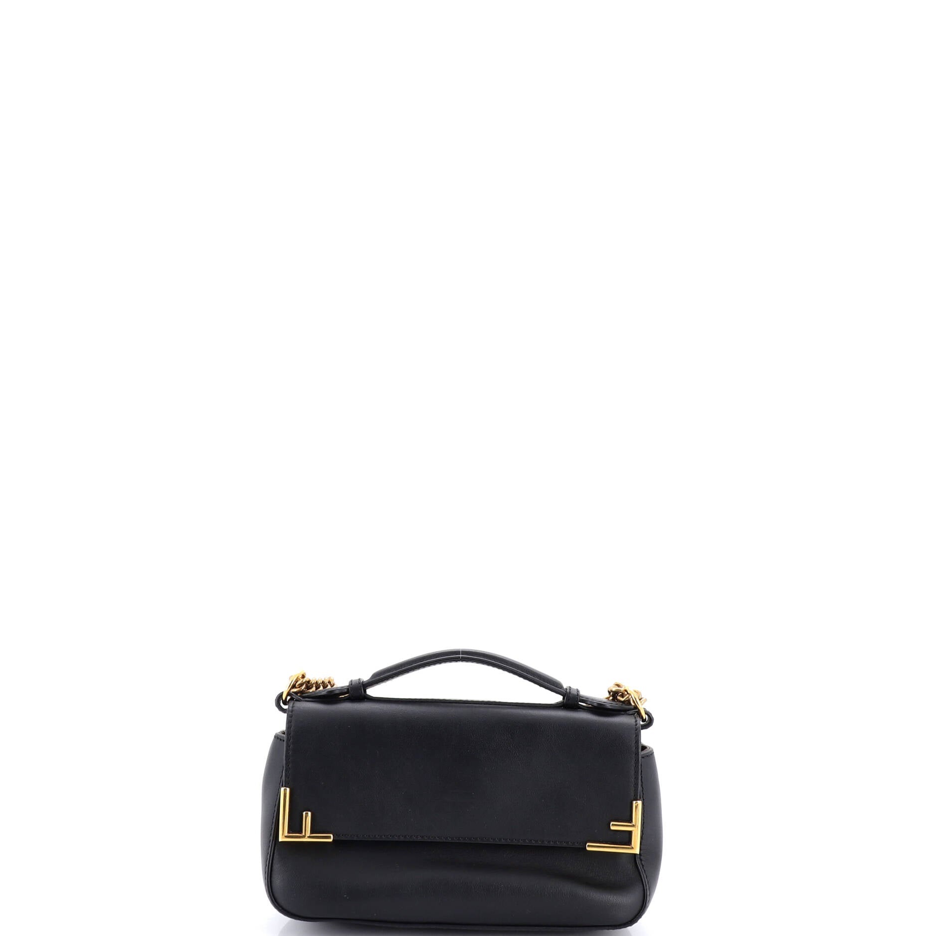 FF Logo Stamp Flap Bag Zucca Coated Canvas and Leather Small