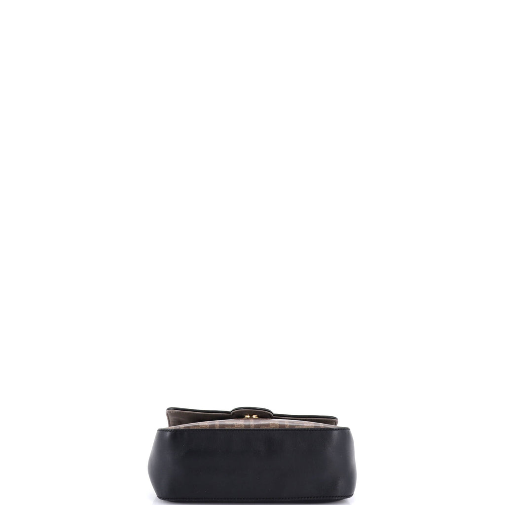 FF Logo Stamp Flap Bag Zucca Coated Canvas and Leather Small