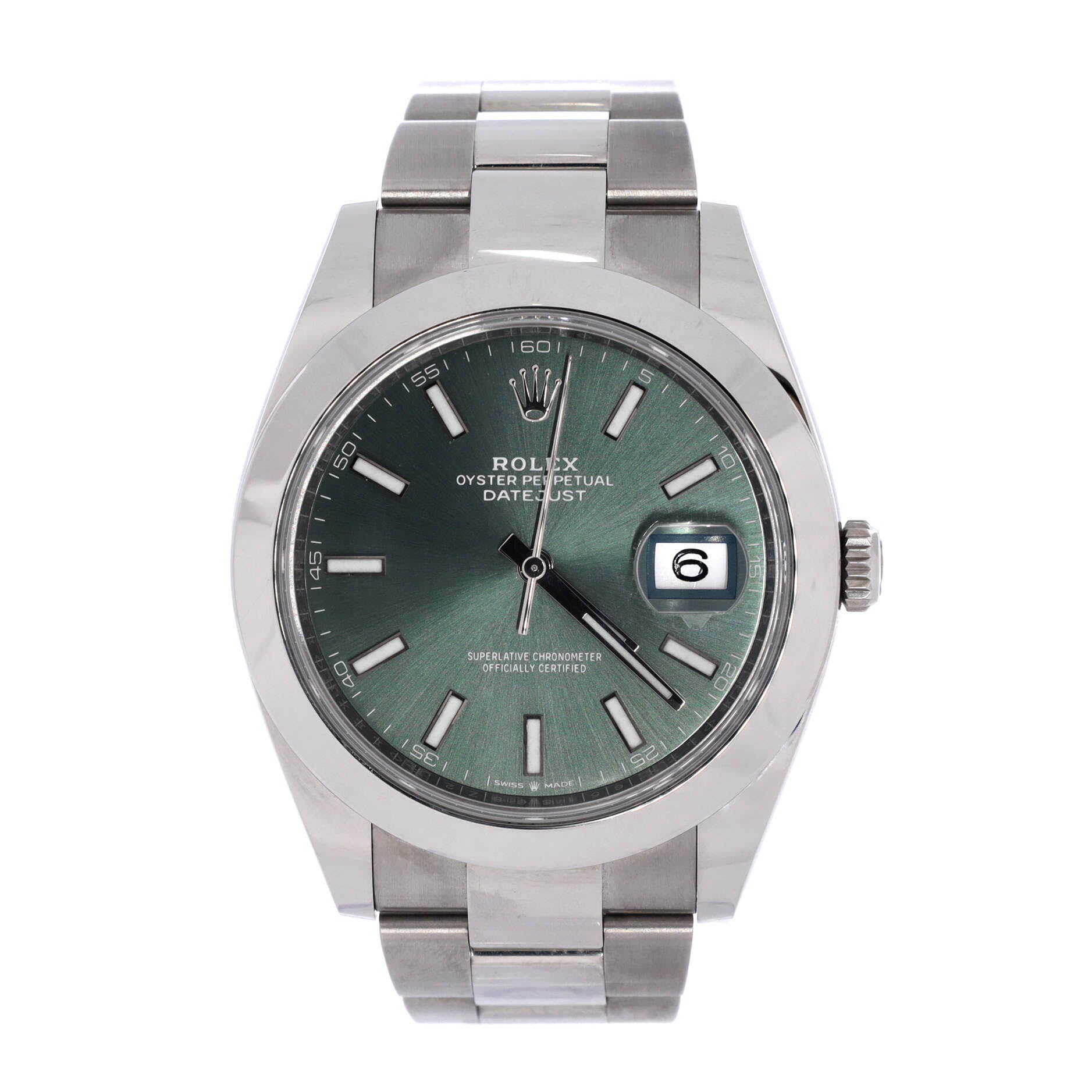 Oyster Perpetual Datejust Mint Green Automatic Watch Stainless Steel 41