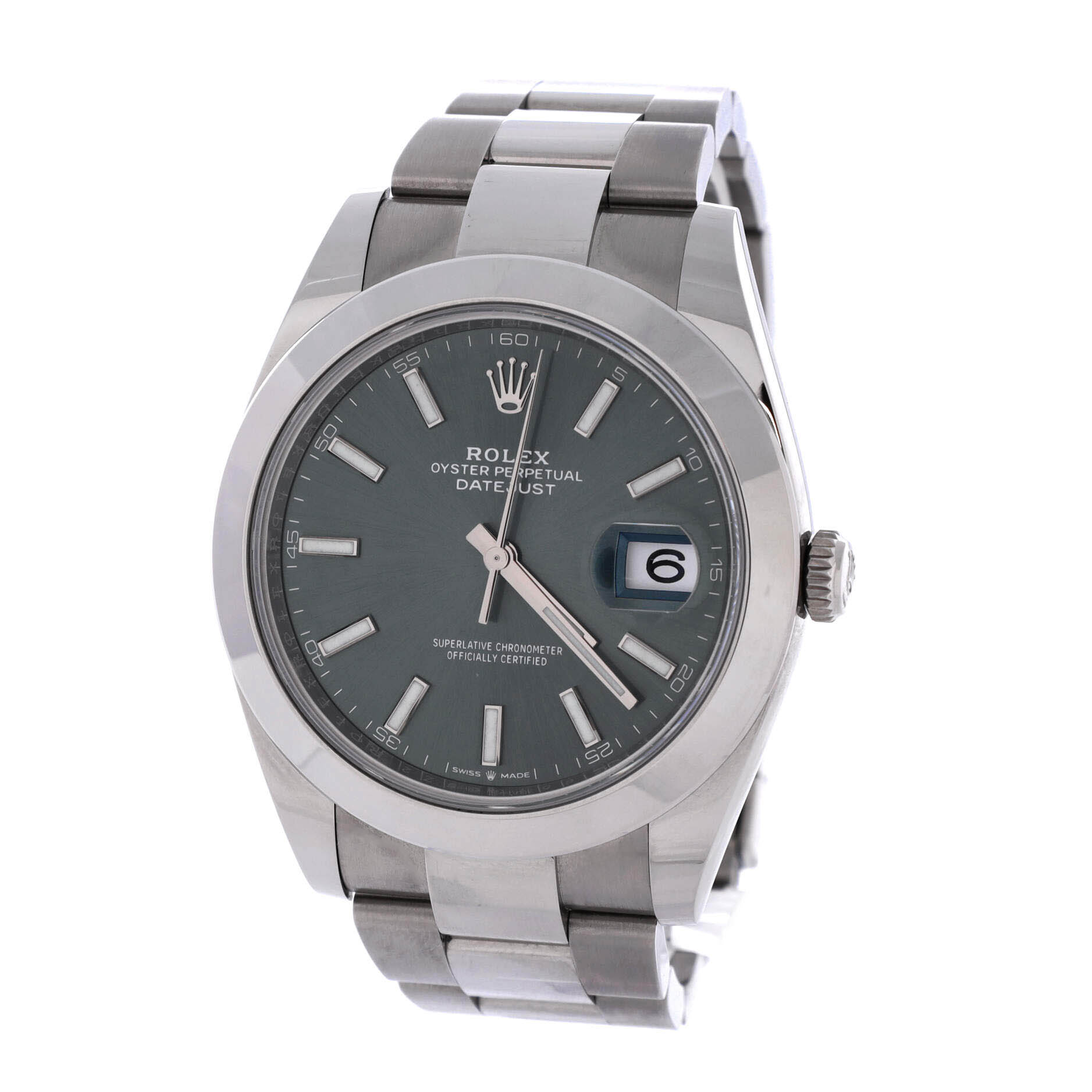Oyster Perpetual Datejust Mint Green Automatic Watch Stainless Steel 41
