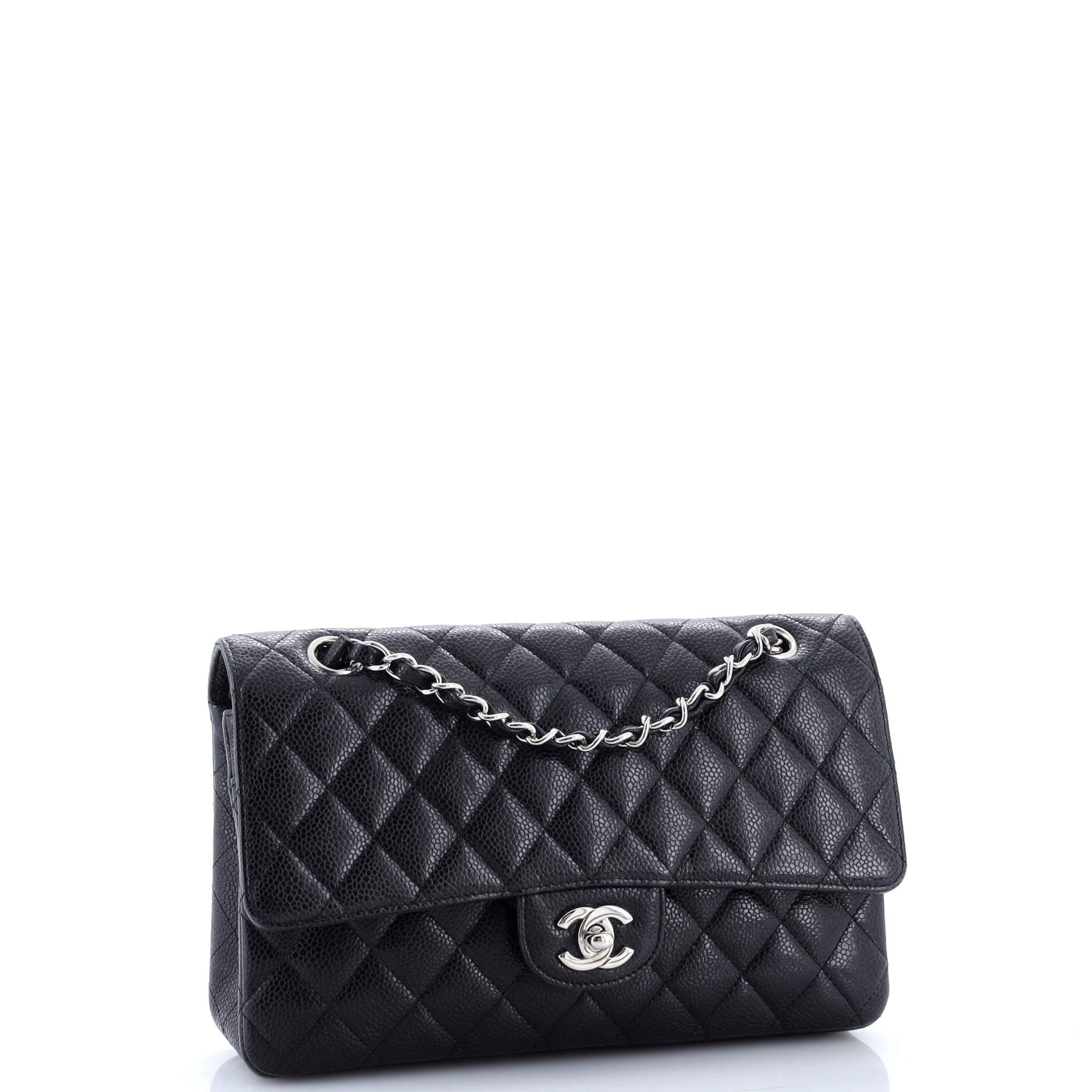 Vintage Classic Double Flap Bag Quilted Caviar Medium